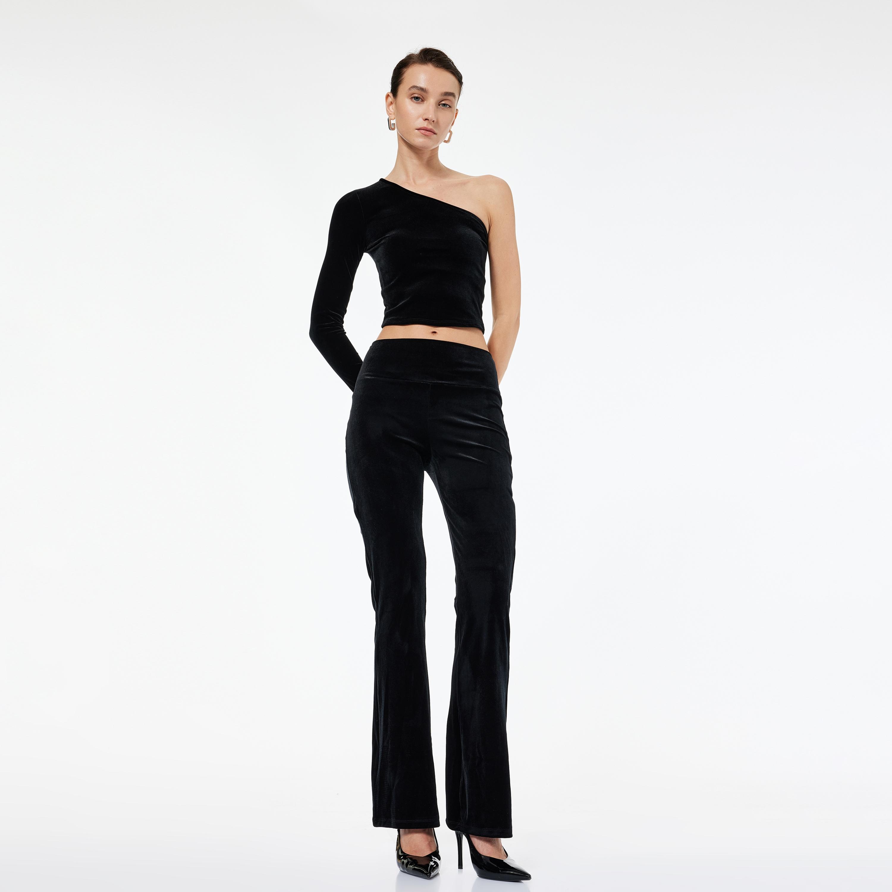 KOTON Black Velvet One-Shoulder Women's Top-women-clothing-shirtsandblouses-blouses-image-2