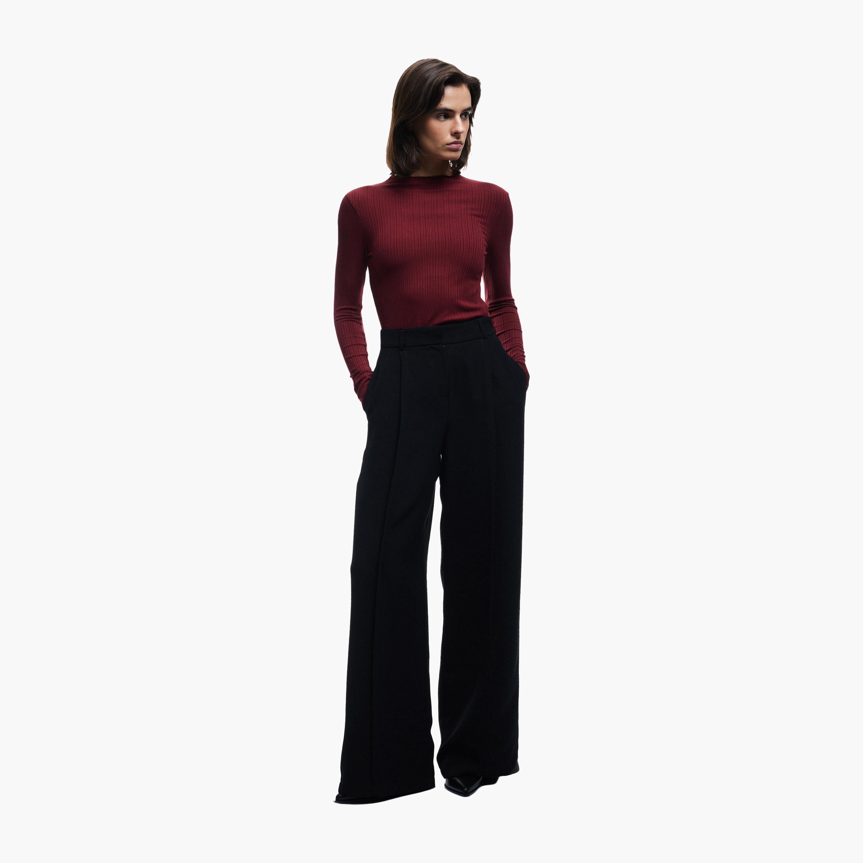 KOTON Red Textured Women's T-Shirt-women-clothing-tshirts-image-2
