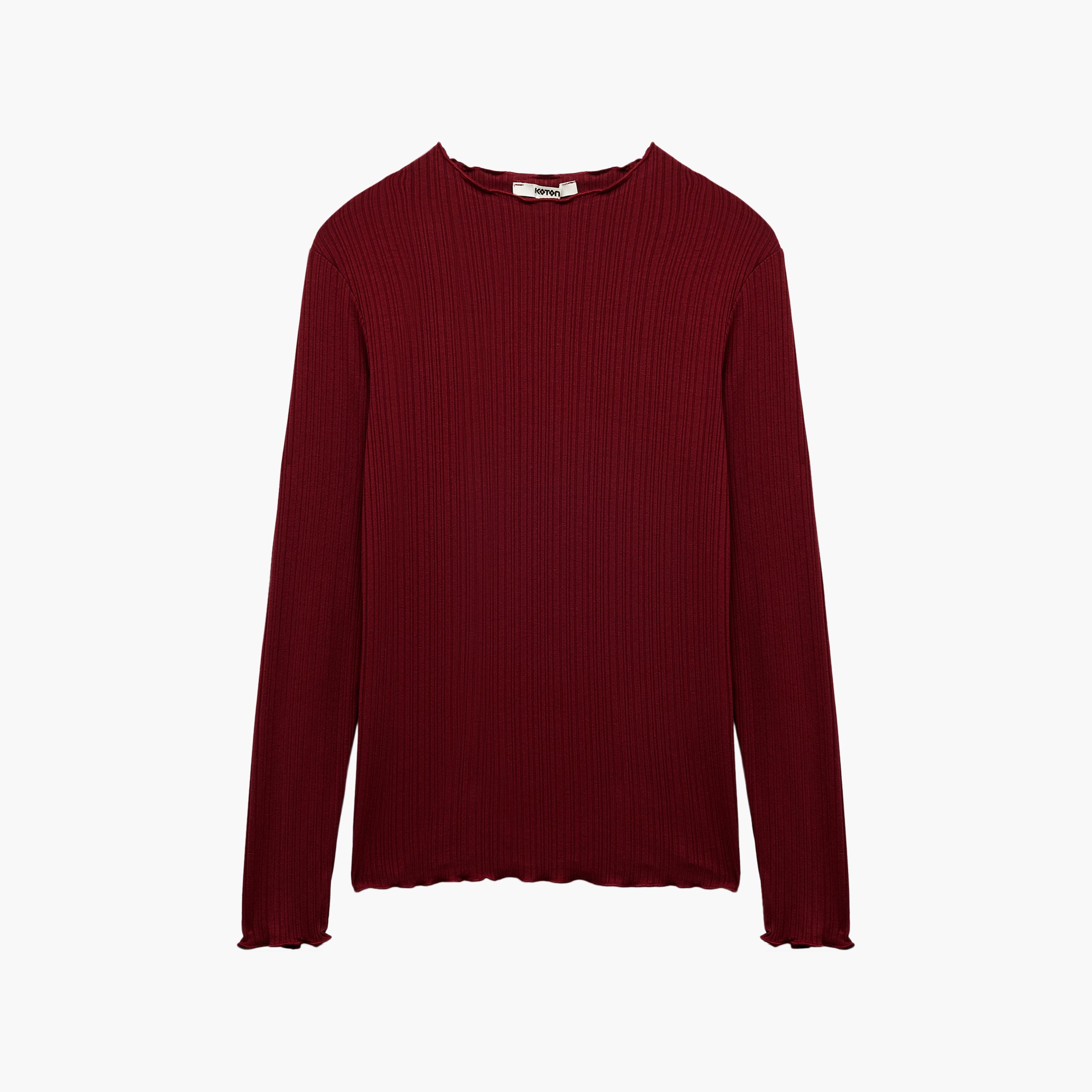 KOTON Red Textured Women's T-Shirt-women-clothing-tshirts-image-3