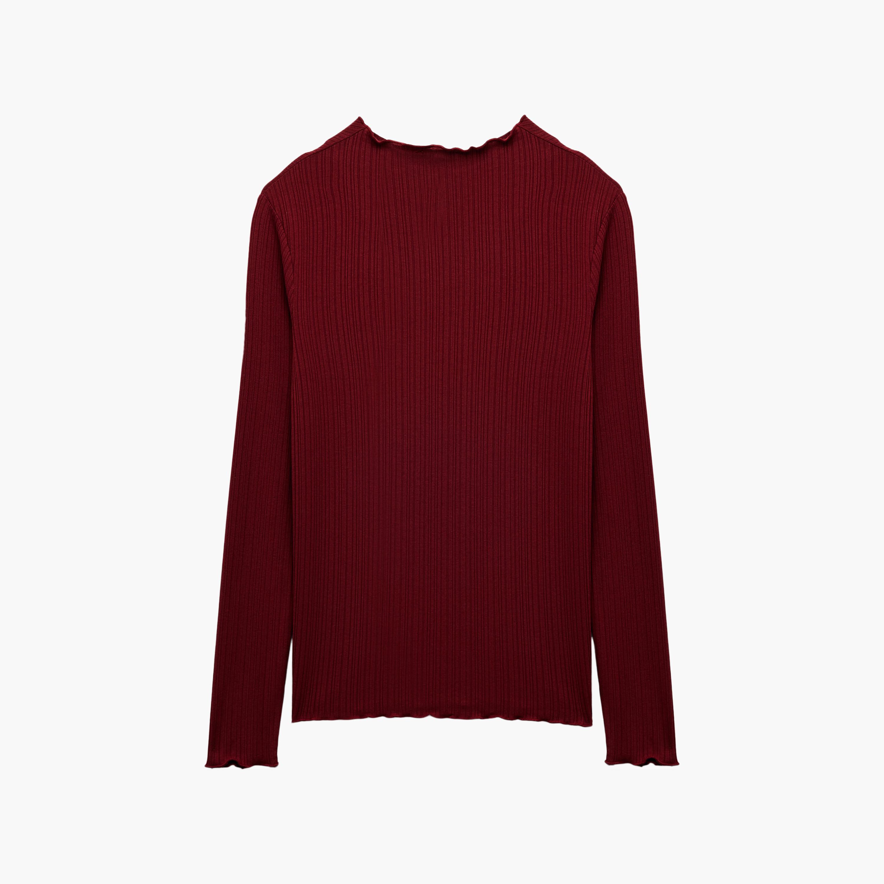 KOTON Red Textured Women's T-Shirt-women-clothing-tshirts-image-4