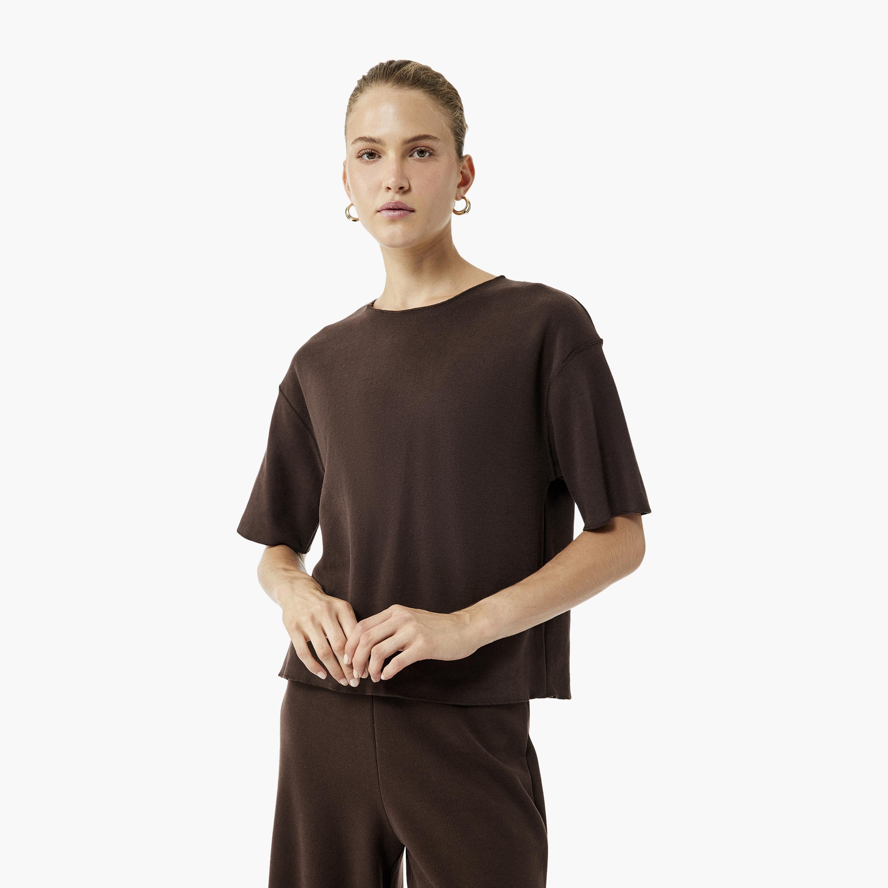 KOTON Brown Women's T-Shirt-women-clothing-tshirts-image-1
