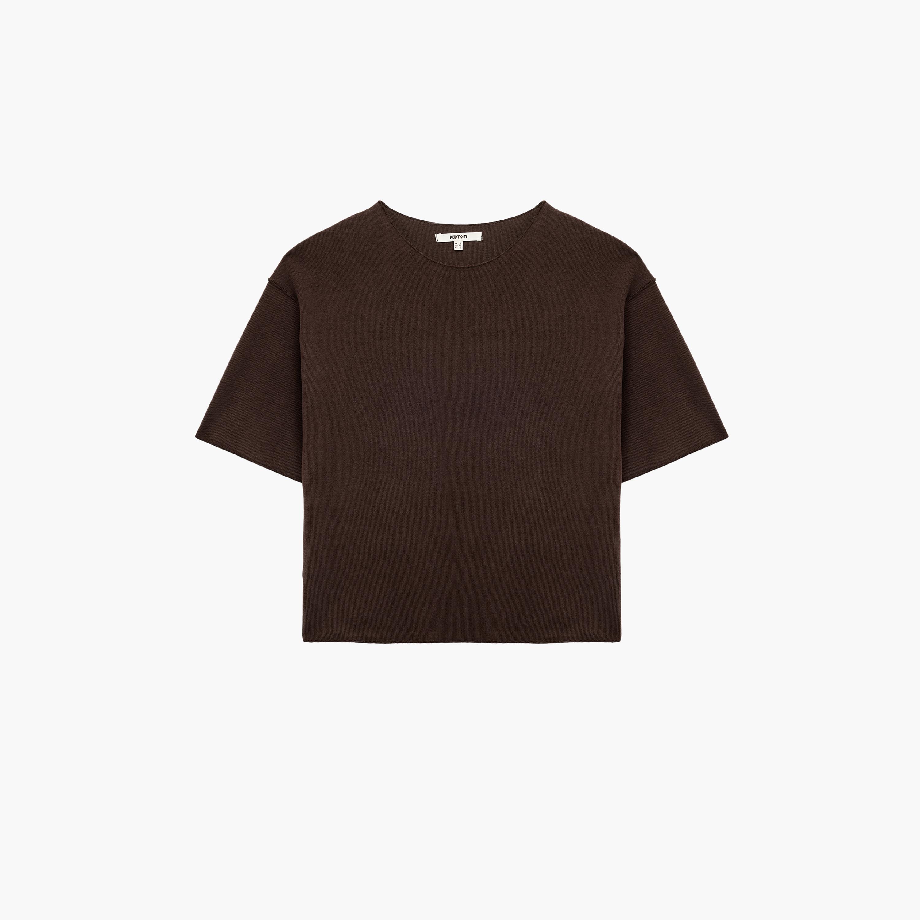 KOTON Brown Women's T-Shirt-women-clothing-tshirts-image-3