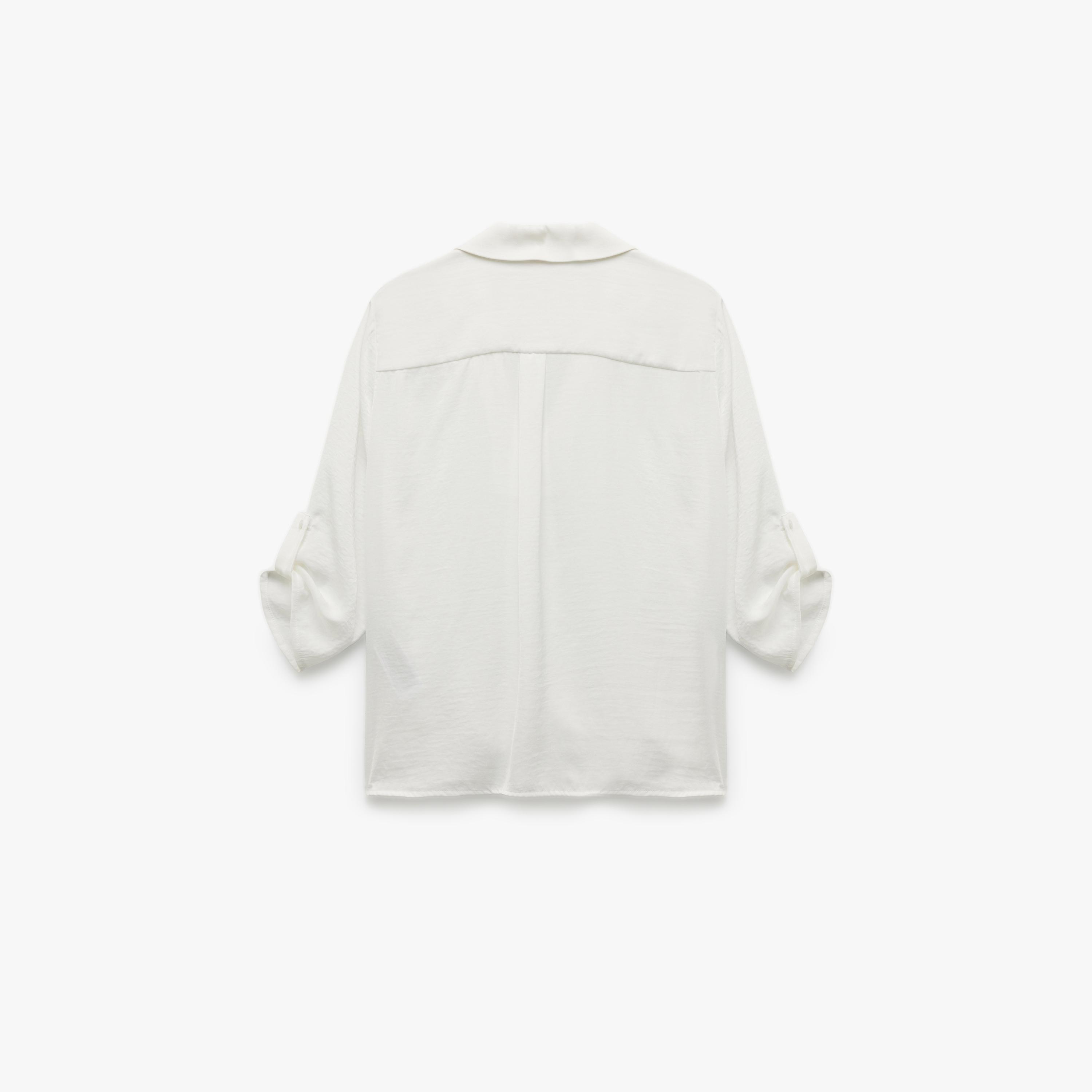 KOTON White Lapel Collar Roll-Up Sleeves Women's Top-women-clothing-shirtsandblouses-blouses-image-4