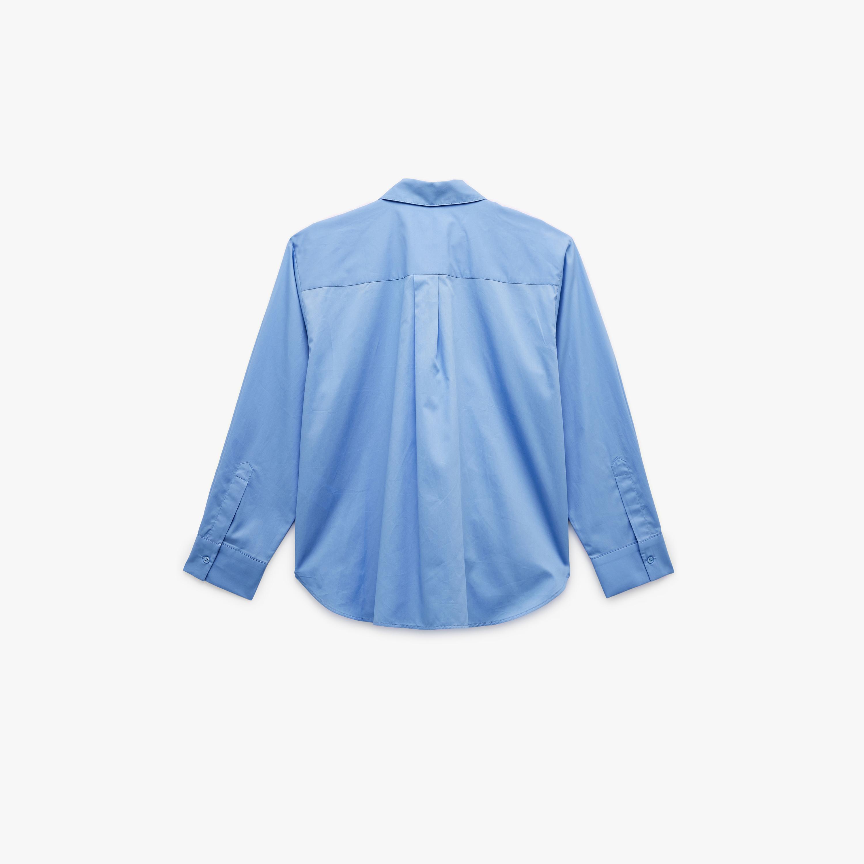 KOTON Blue Cotton Spread Collar Women's Shirt-women-clothing-shirtsandblouses-shirts-image-4
