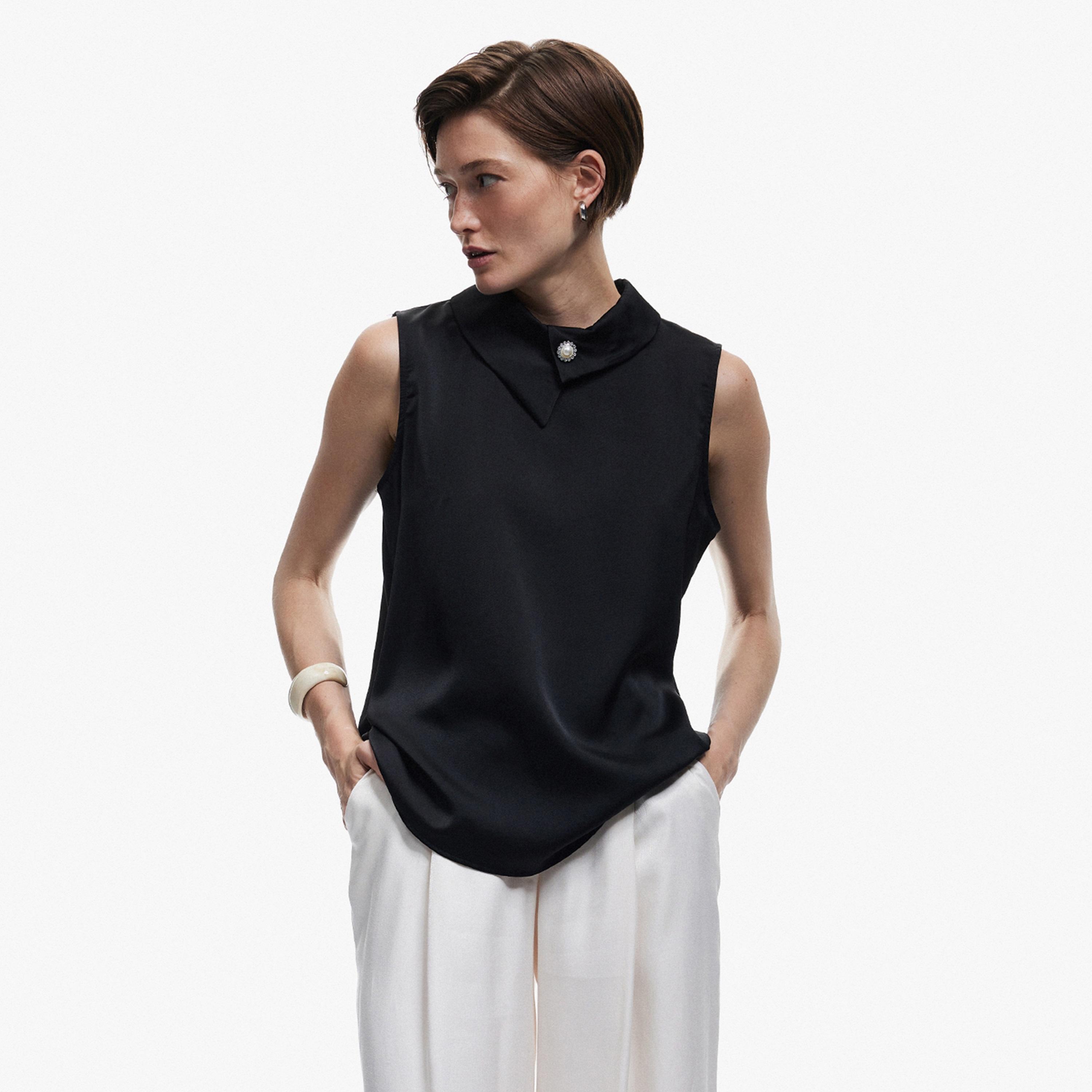 KOTON Black Asymmetric Neck Women's Top-women-clothing-shirtsandblouses-blouses-image-1