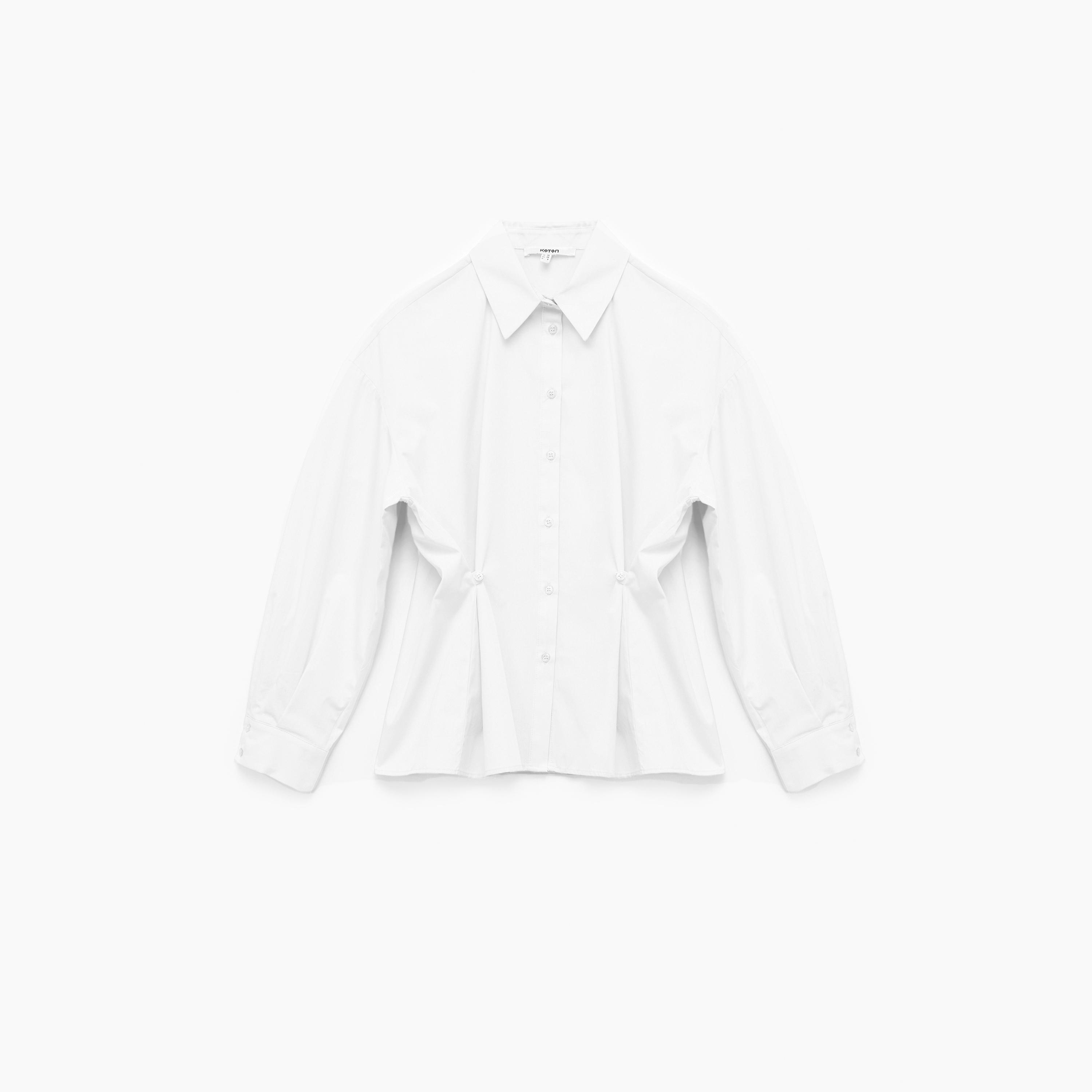 KOTON White Cotton Spread Collar Dropped Sleeves Women's Shirt-women-clothing-shirtsandblouses-shirts-image-3