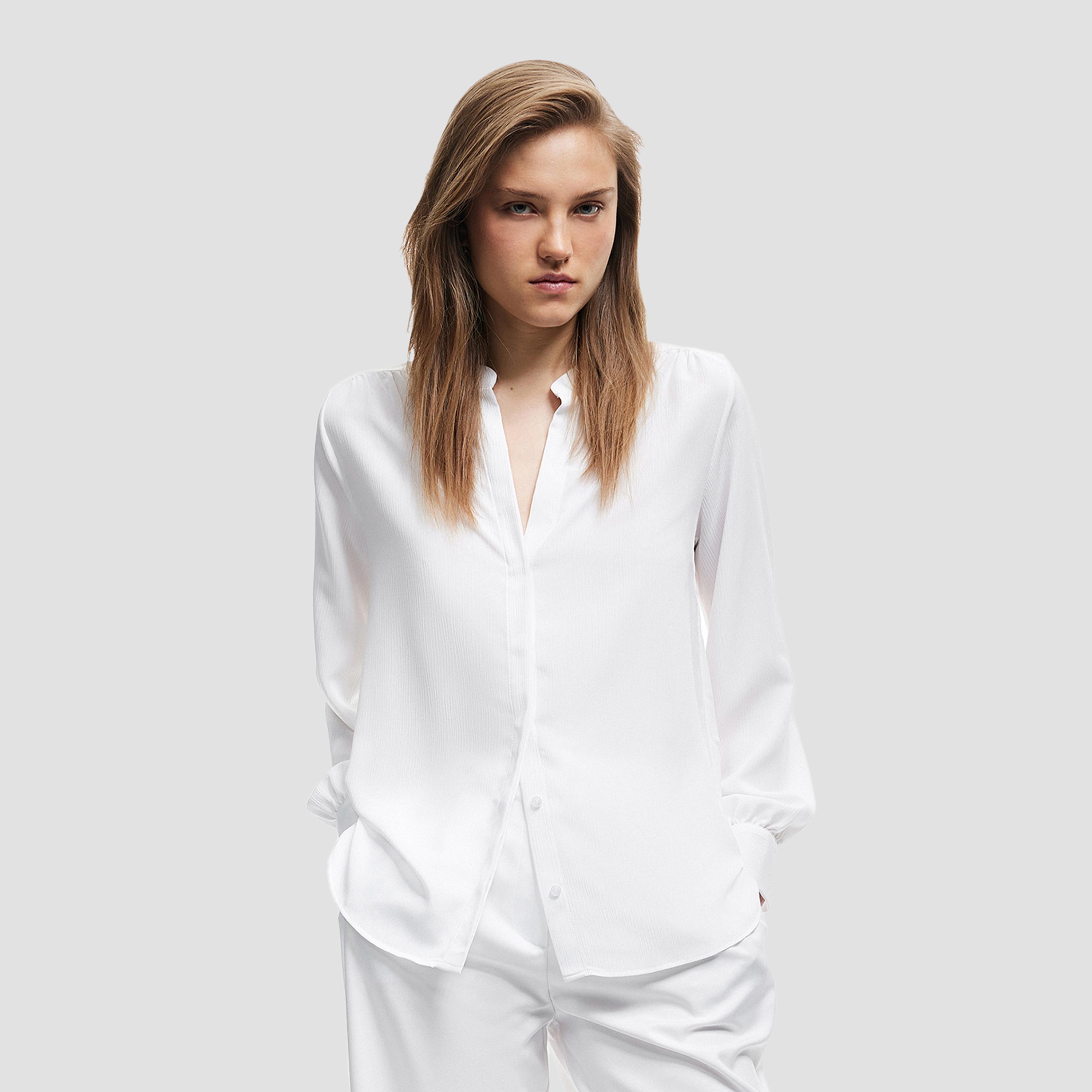KOTON White Mandarin Collar Women's Shirt-women-clothing-shirtsandblouses-shirts-image-1
