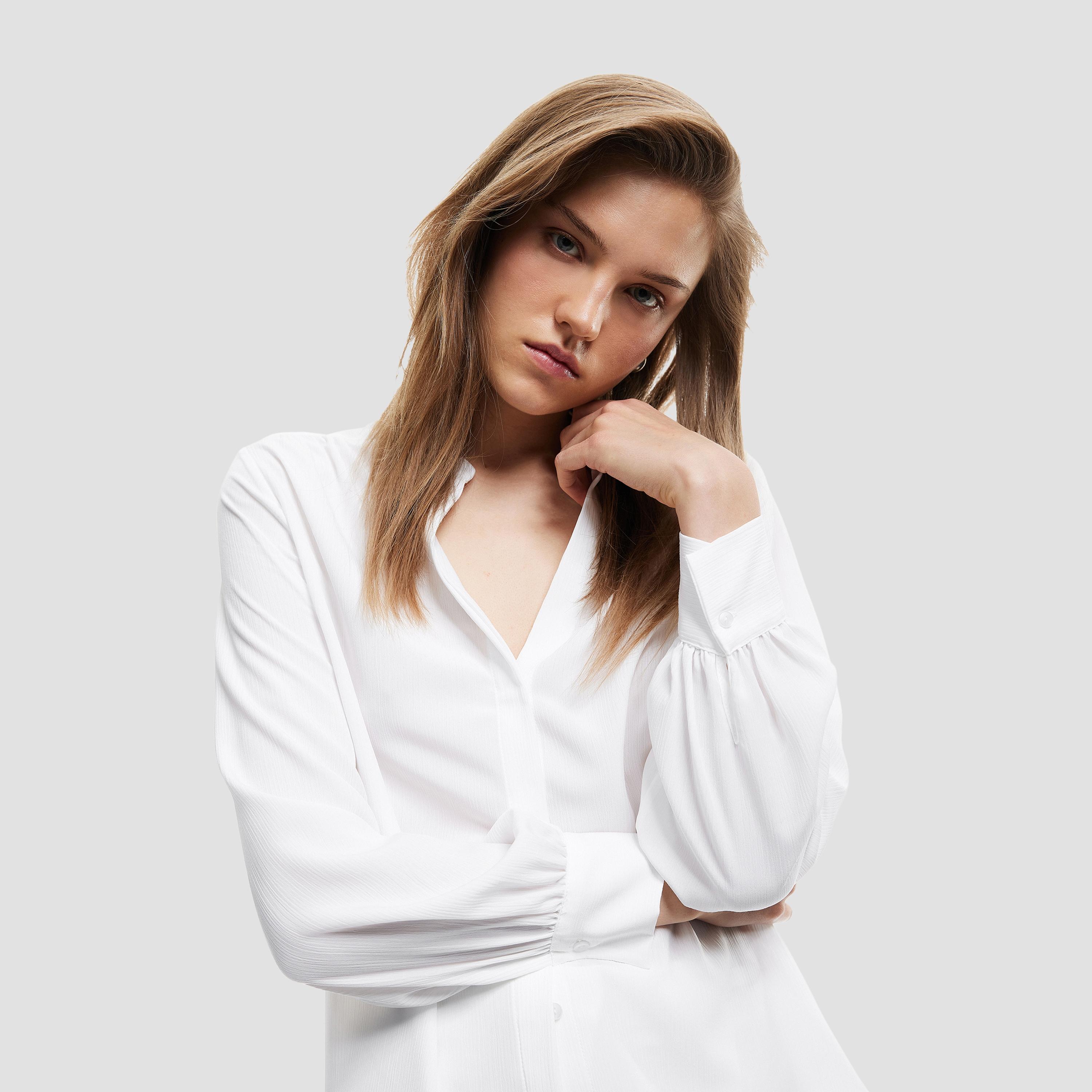 KOTON White Mandarin Collar Women's Shirt-women-clothing-shirtsandblouses-shirts-image-3