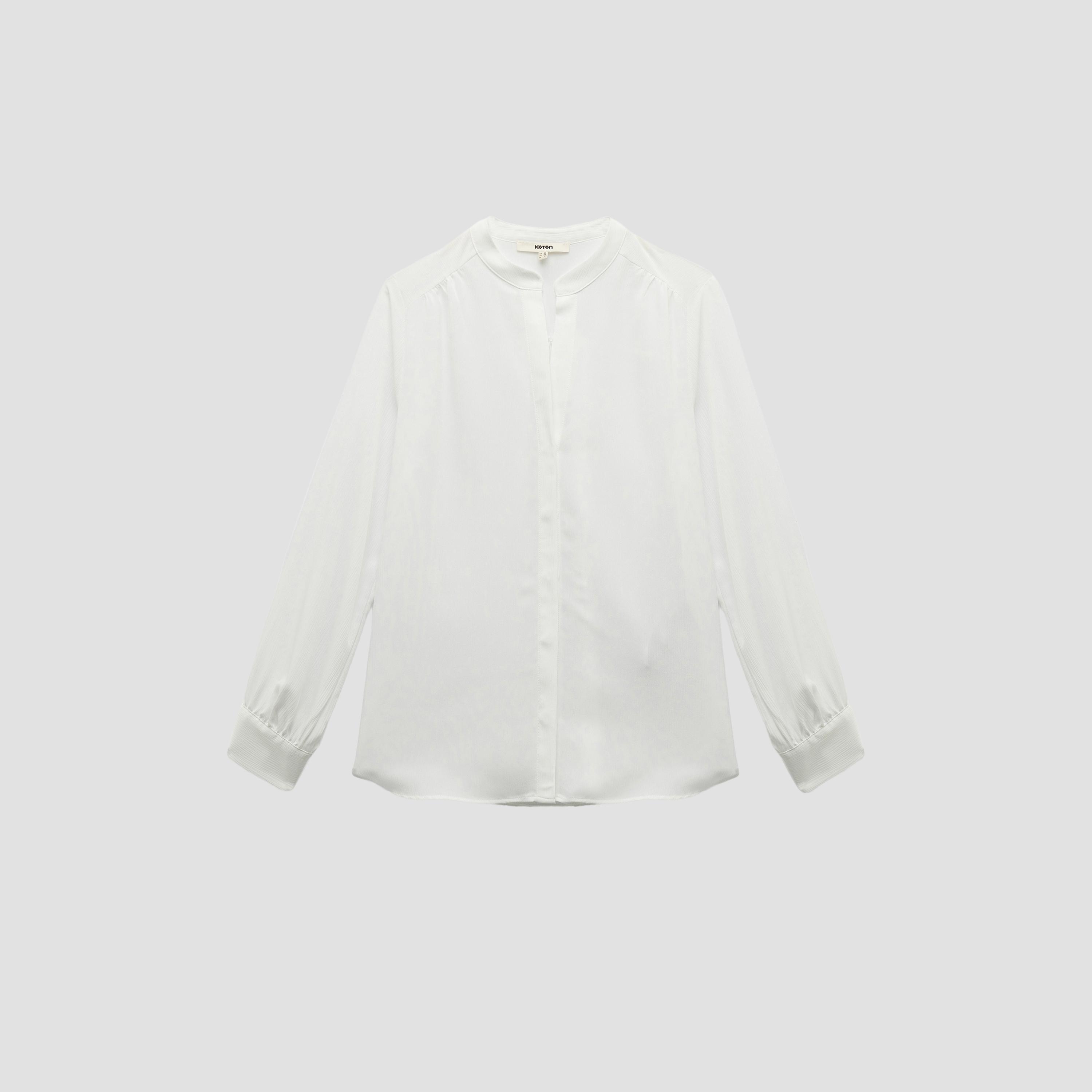 KOTON White Mandarin Collar Women's Shirt-women-clothing-shirtsandblouses-shirts-image-4