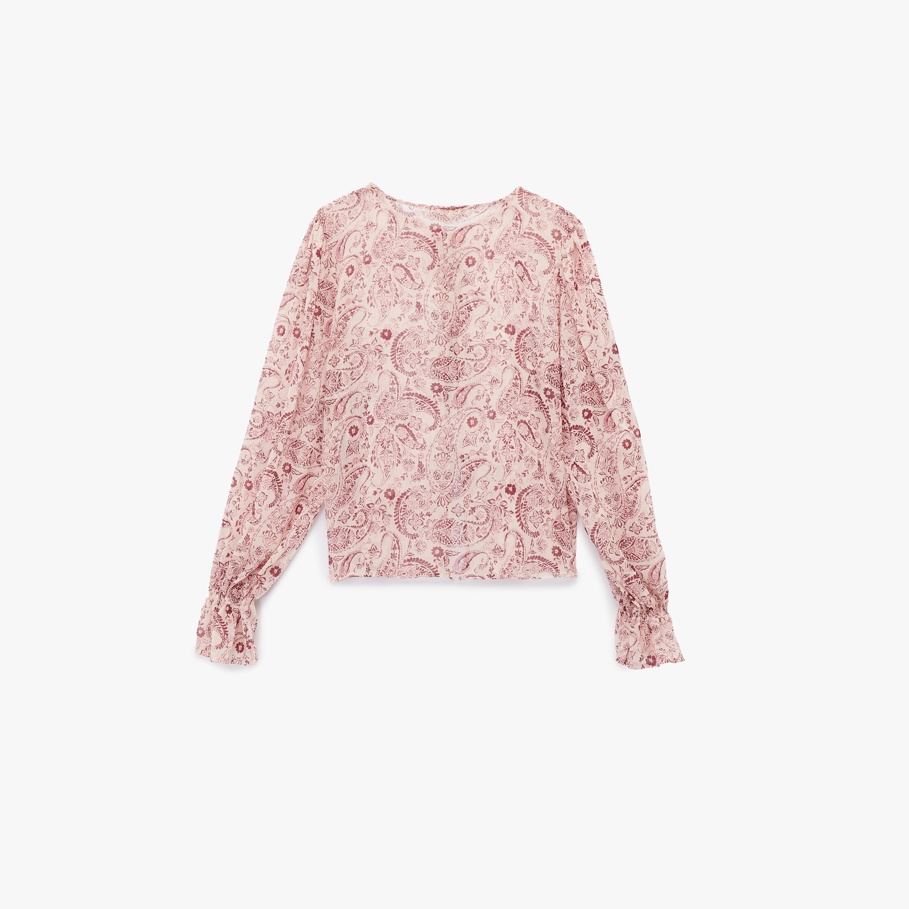 KOTON Pink Paisley Tie-Up Neck Women's Top-women-clothing-shirtsandblouses-blouses-image-5