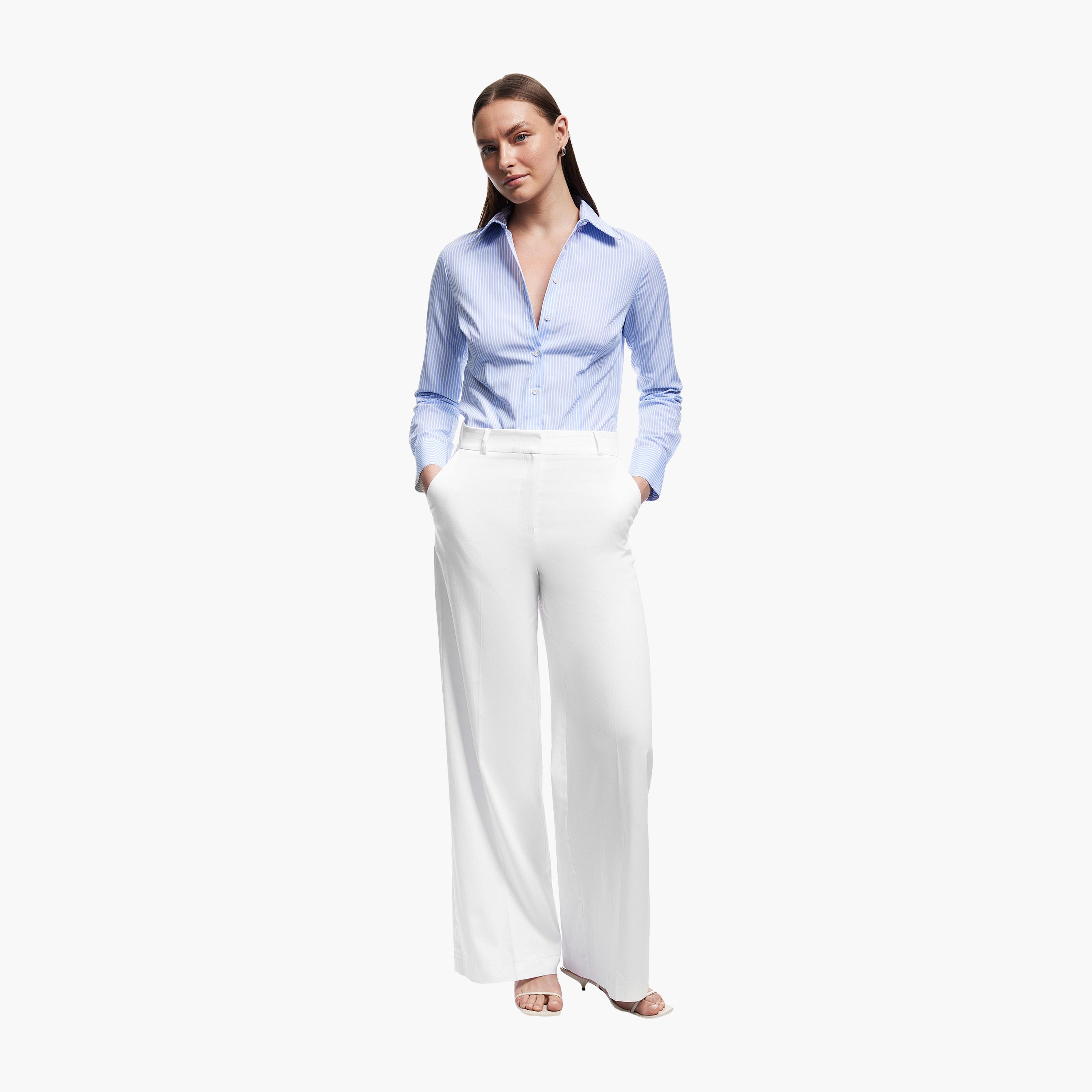 قميص نسائي مخطط باللون الأزرق من كوتون-women-clothing-shirtsandblouses-shirts-image-2