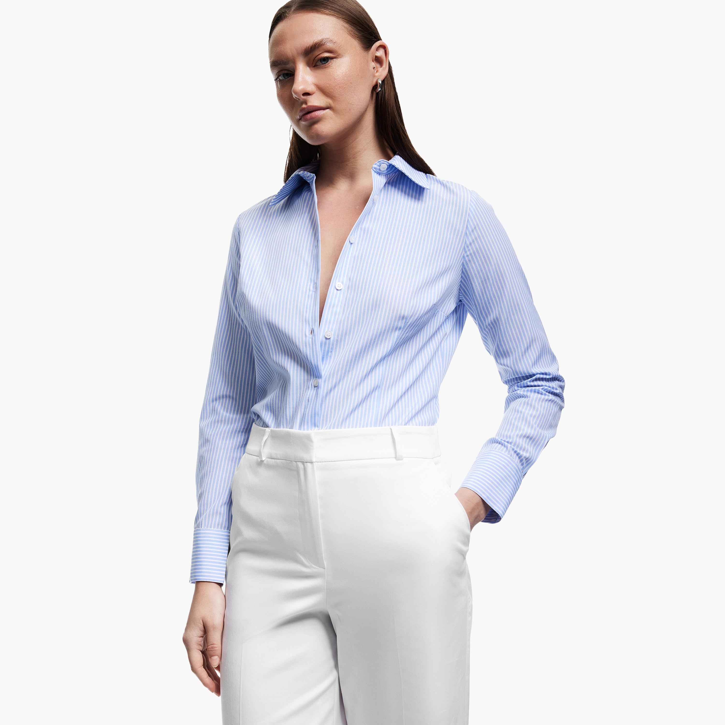 قميص نسائي مخطط باللون الأزرق من كوتون-women-clothing-shirtsandblouses-shirts-image-3