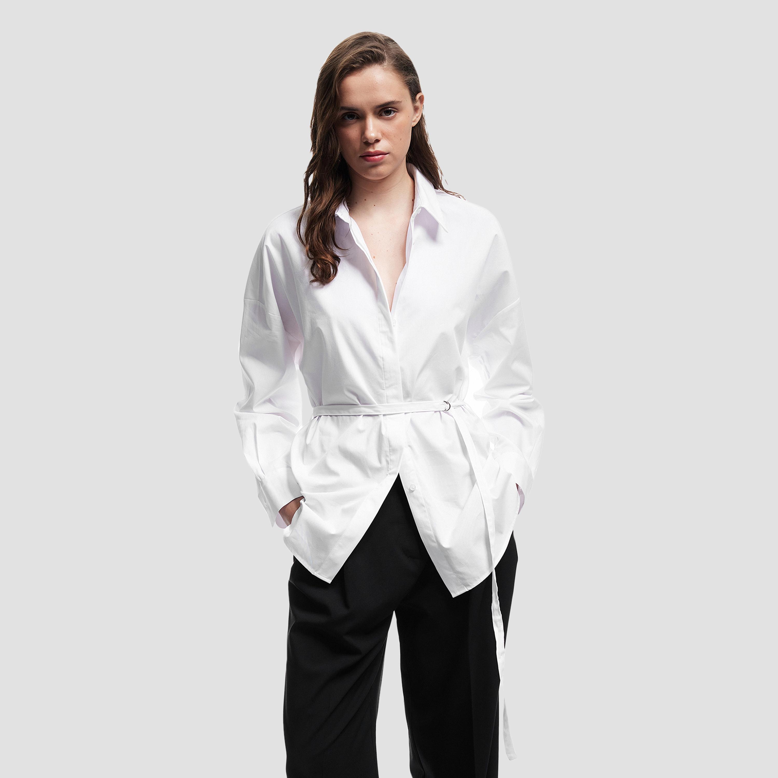 KOTON White Cotton Collared Women's Shirt-women-clothing-shirtsandblouses-shirts-image-1