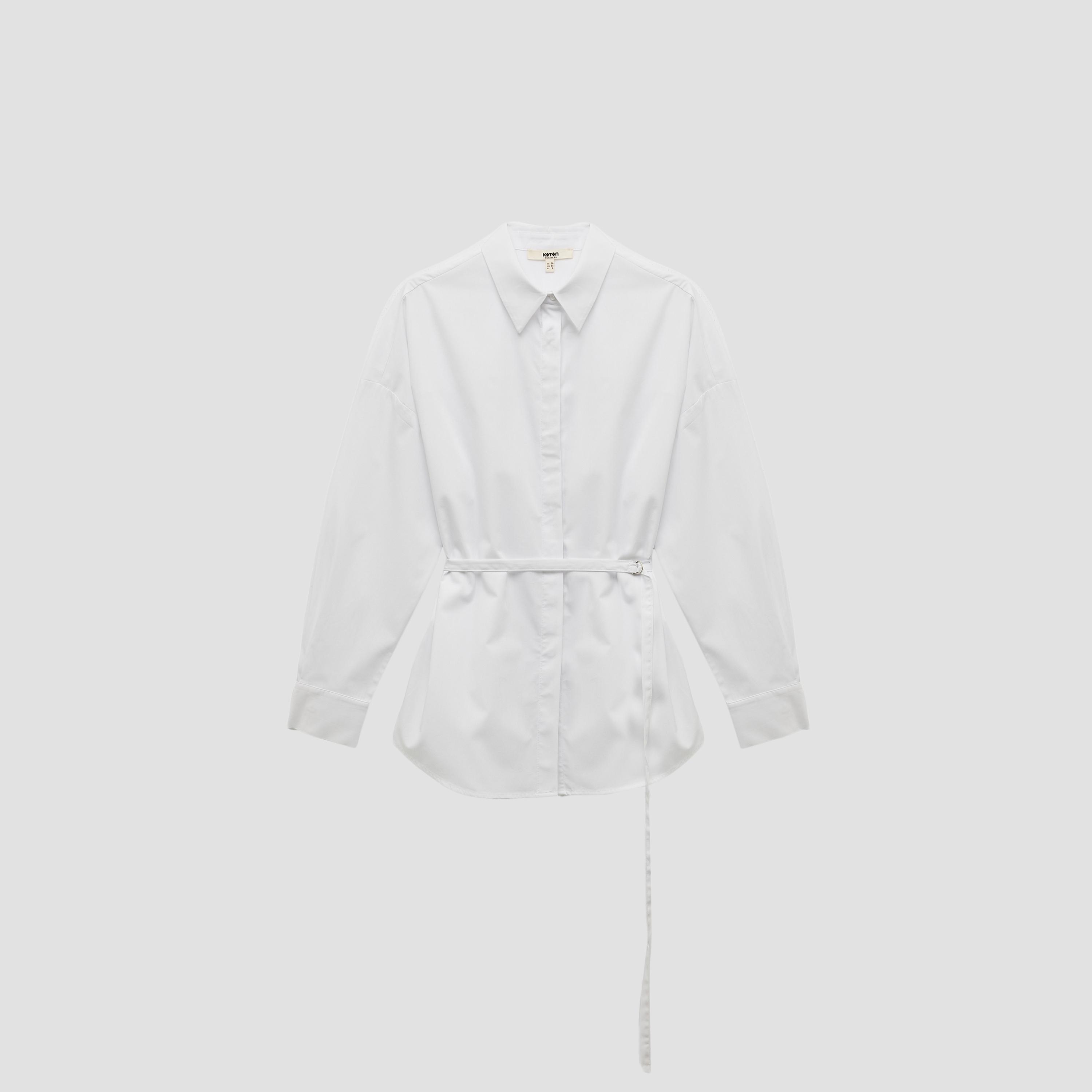 KOTON White Cotton Collared Women's Shirt-women-clothing-shirtsandblouses-shirts-image-4