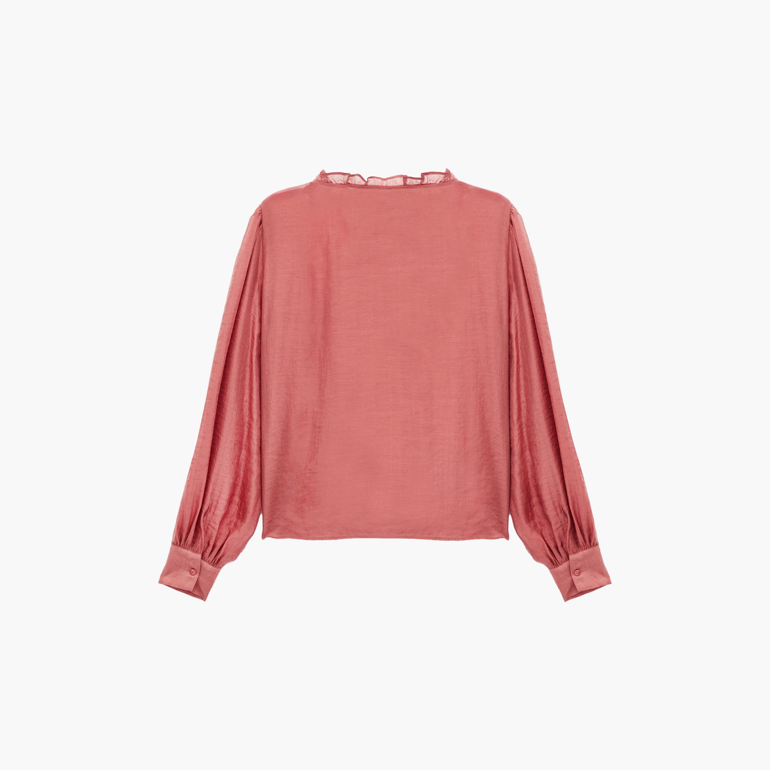 بلوزة نسائية وردية برباط للرقبة من كوتون-women-clothing-shirtsandblouses-blouses-image-5