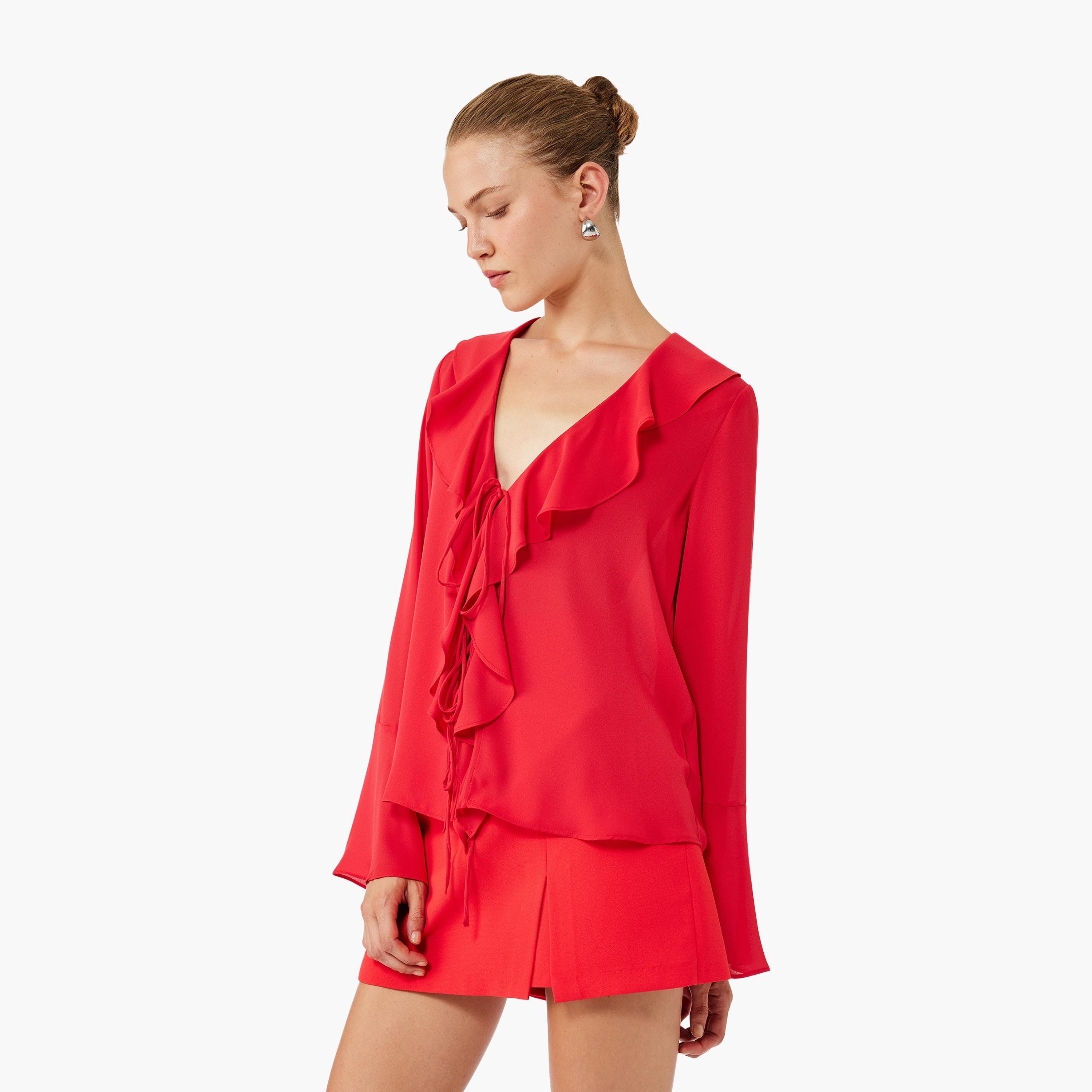 KOTON Red Ruffled Bell Sleeves Women's Top-women-clothing-shirtsandblouses-blouses-image-2