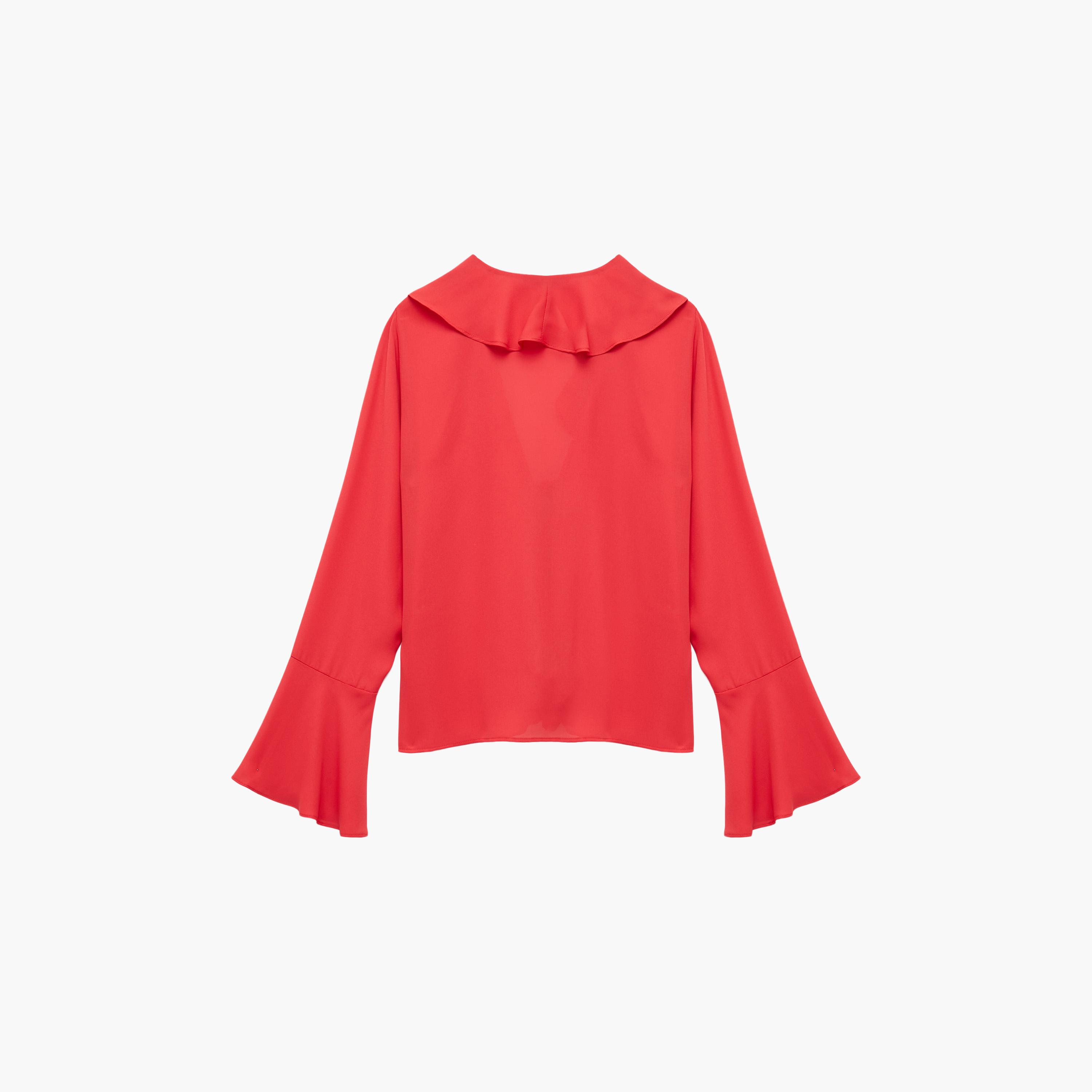 KOTON Red Ruffled Bell Sleeves Women's Top-women-clothing-shirtsandblouses-blouses-image-4