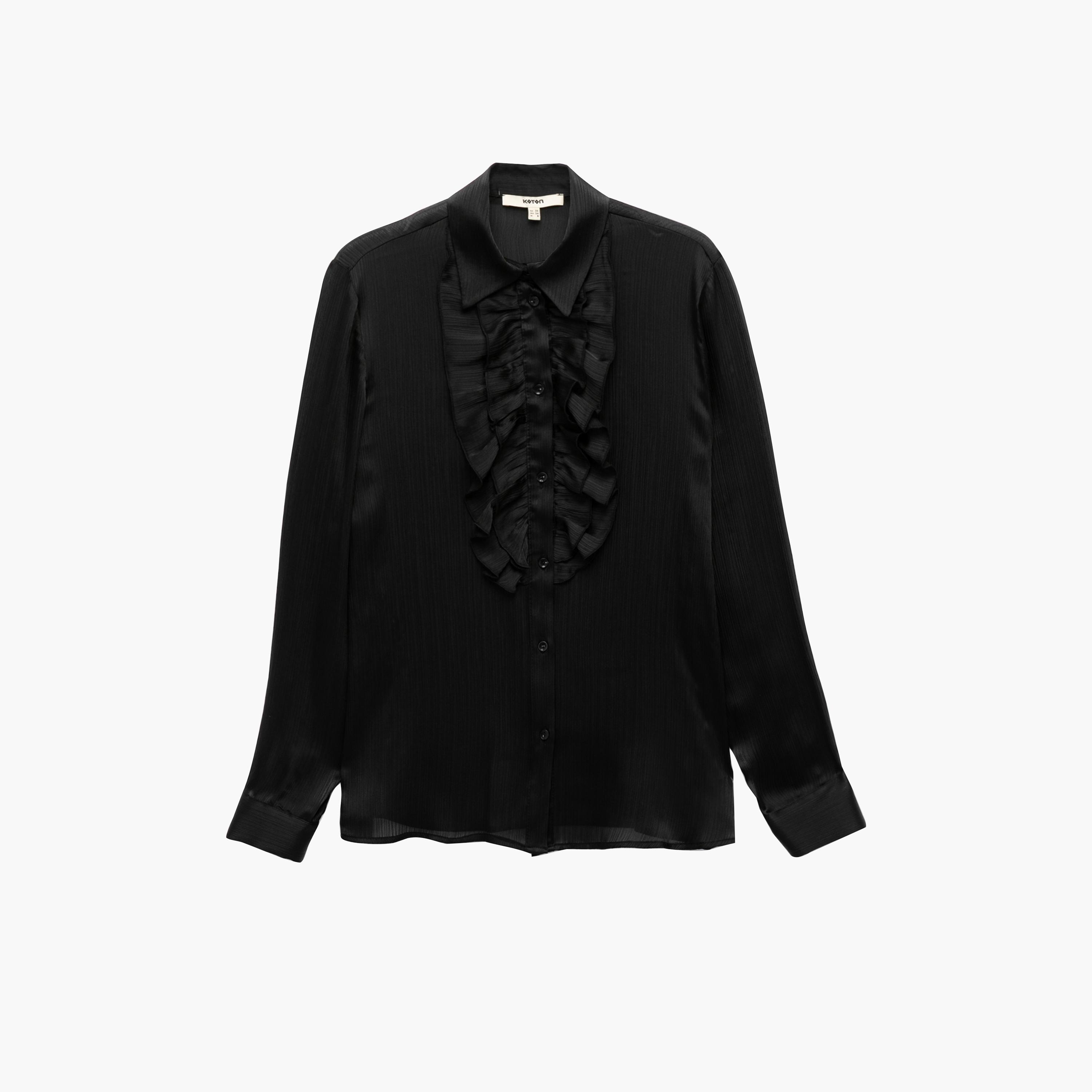قميص نسائي مكشكش بلون أسود وياقة مفرودة من كوتون-women-clothing-shirtsandblouses-shirts-image-6