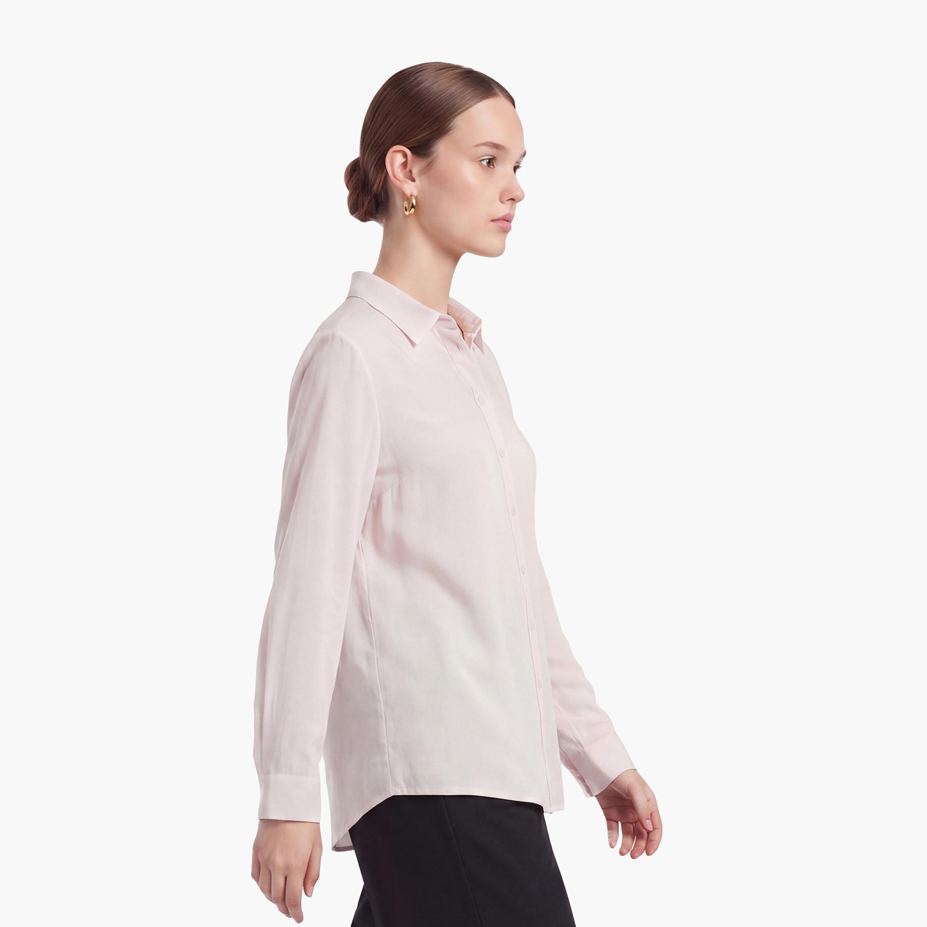 KOTON Pink Spread Collar Women's Shirt-women-clothing-shirtsandblouses-shirts-image-3
