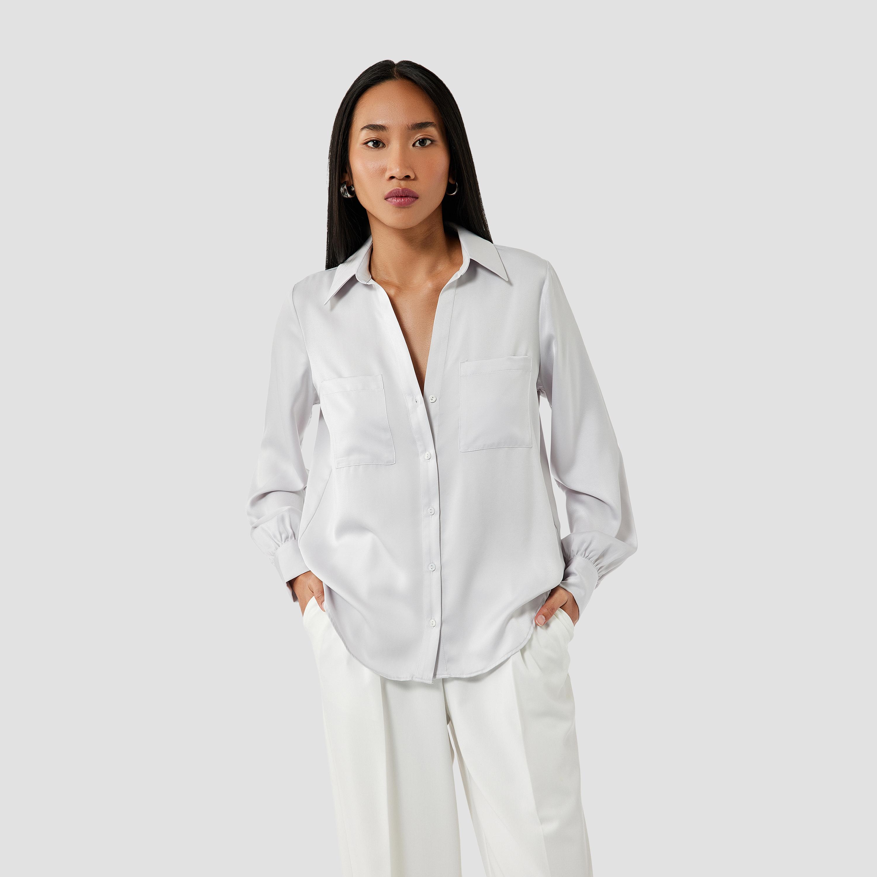 KOTON Grey Collared Women's Shirt-women-clothing-shirtsandblouses-shirts-image-1
