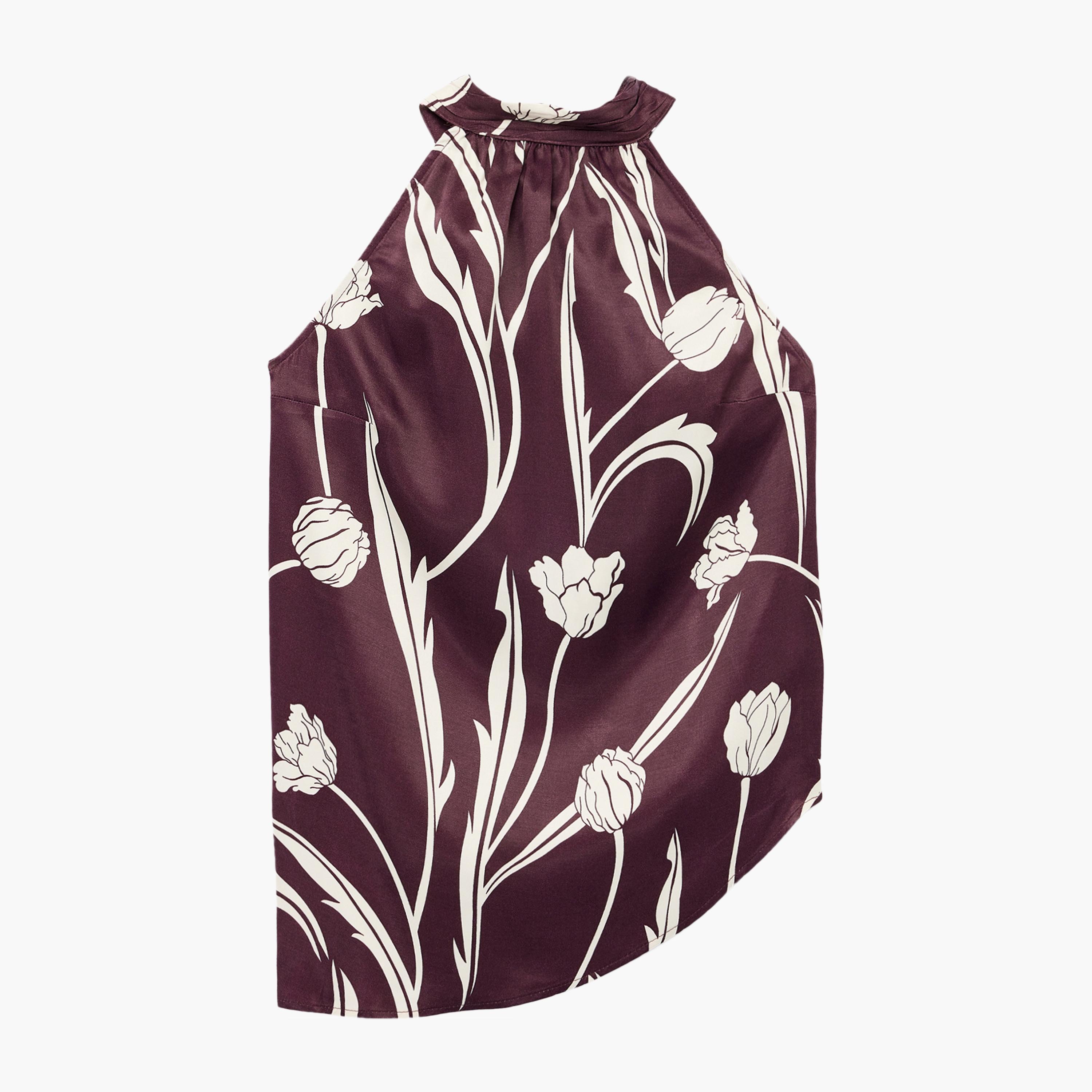 بلوزة نسائية أرجوانية مزينة بالزهور وفتحة رقبة على شكل حرف V من كوتون-women-clothing-shirtsandblouses-blouses-image-5