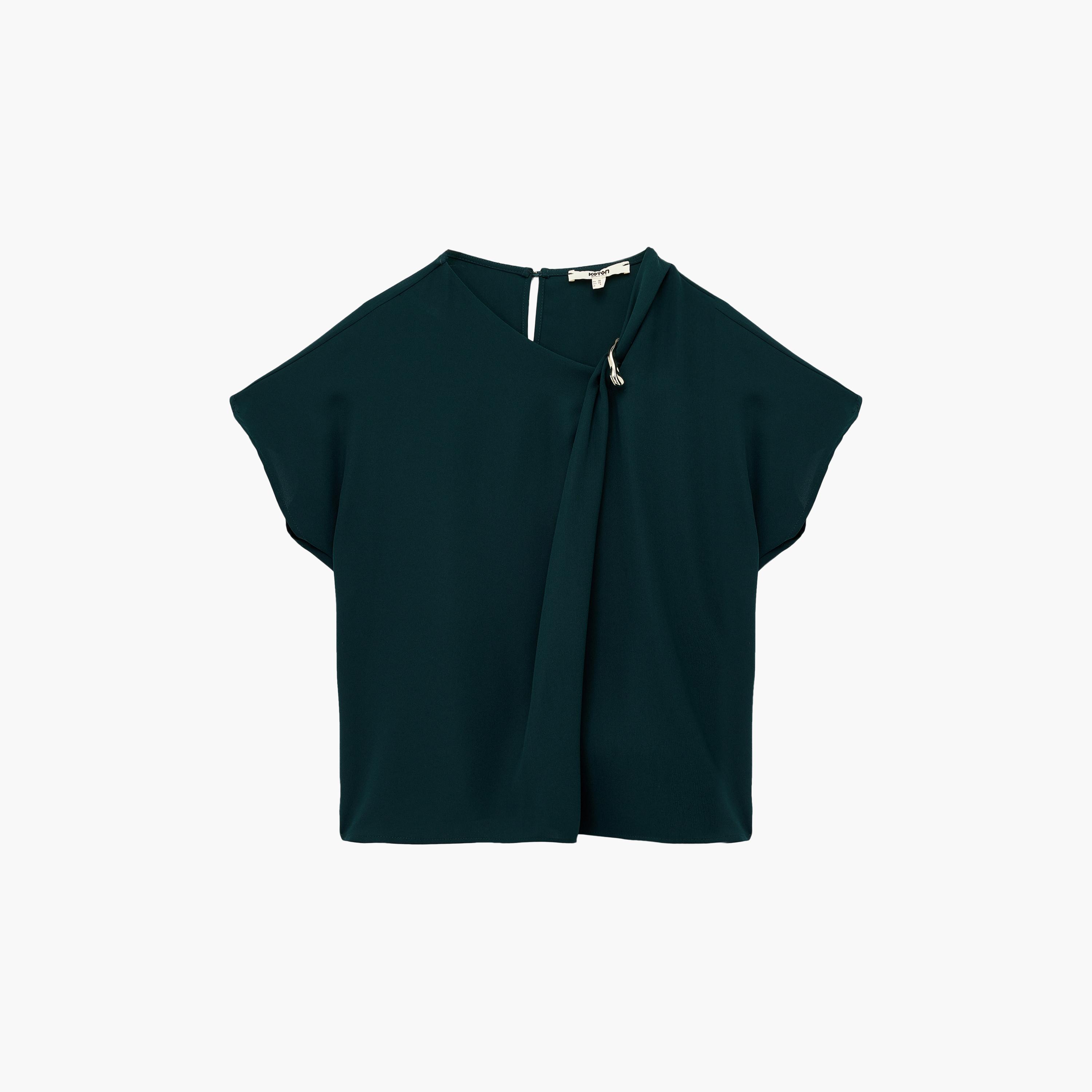 KOTON Green Asymmetric Neck Women's Top-women-clothing-shirtsandblouses-blouses-image-4