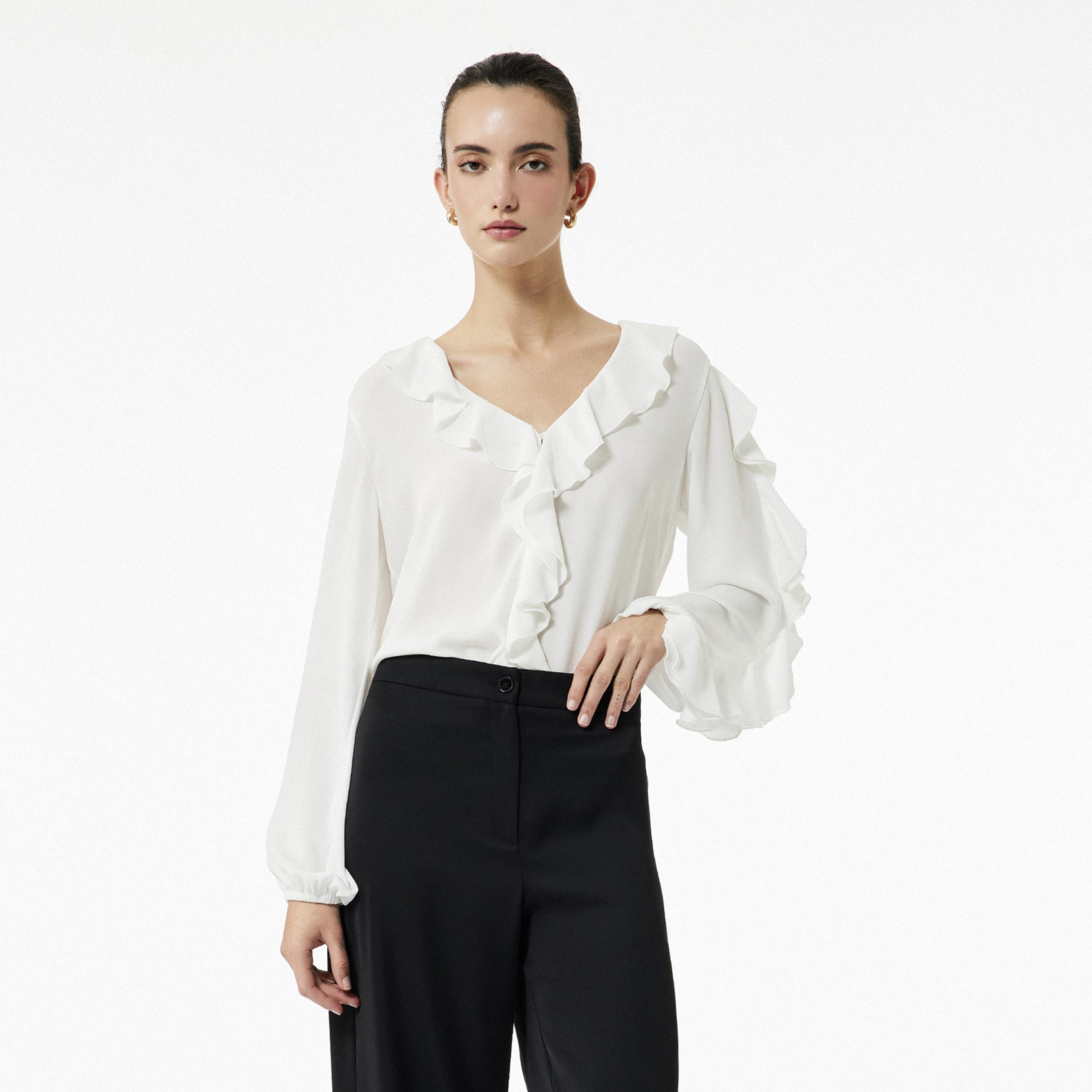 KOTON White Ruffled Women's Top-women-clothing-shirtsandblouses-blouses-image-1