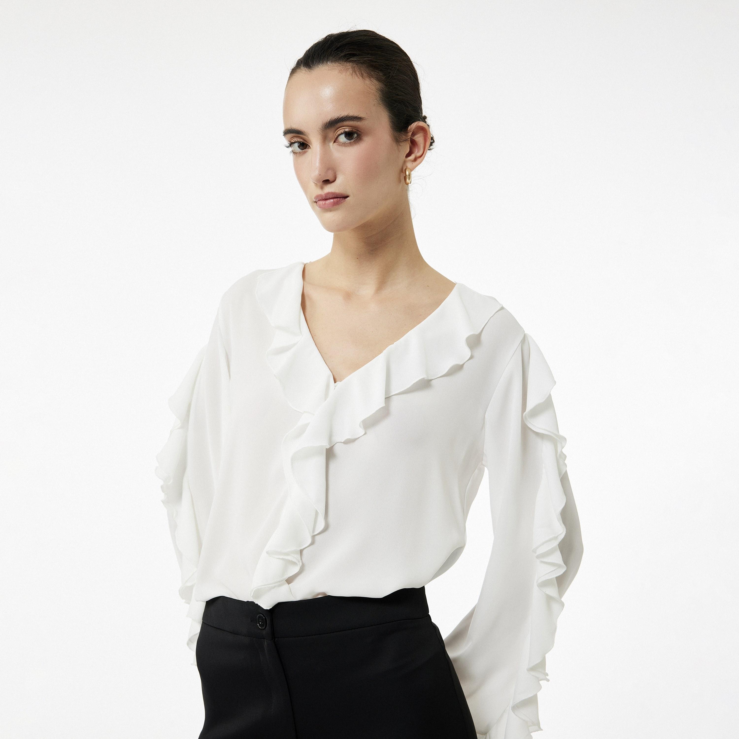 KOTON White Ruffled Women's Top-women-clothing-shirtsandblouses-blouses-image-3