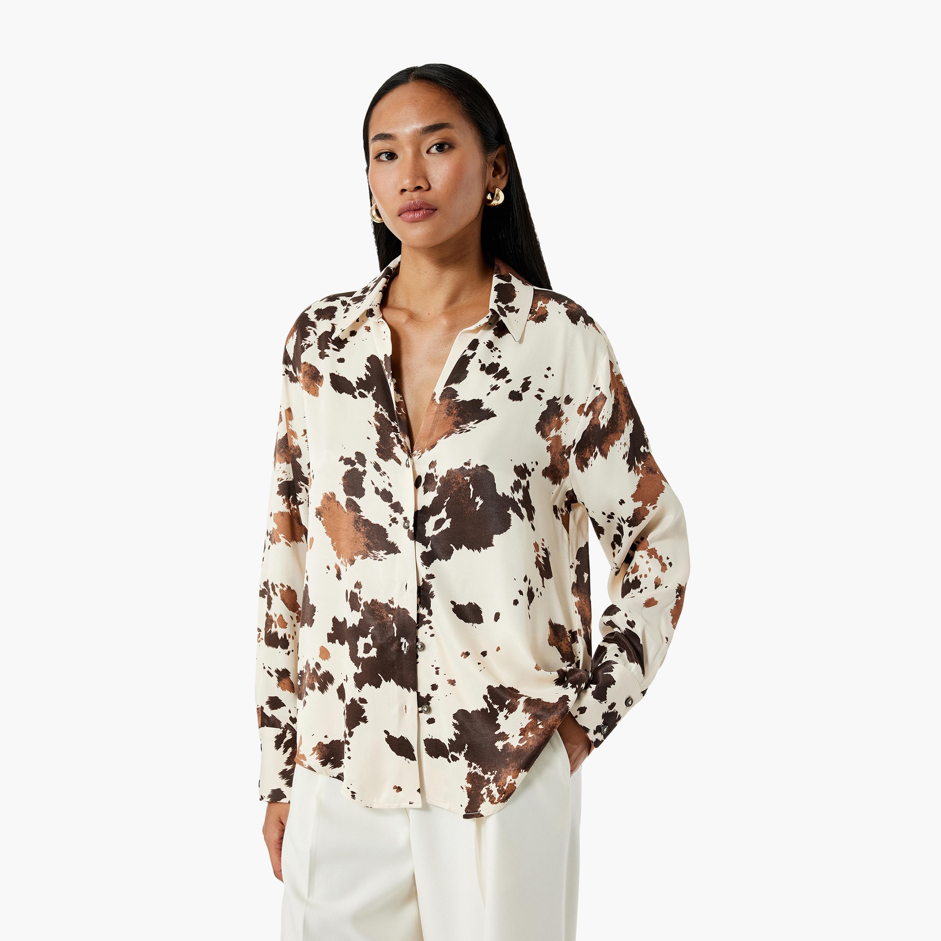KOTON Multicolour Abstract Collared Women's Shirt-women-clothing-shirtsandblouses-shirts-image-1