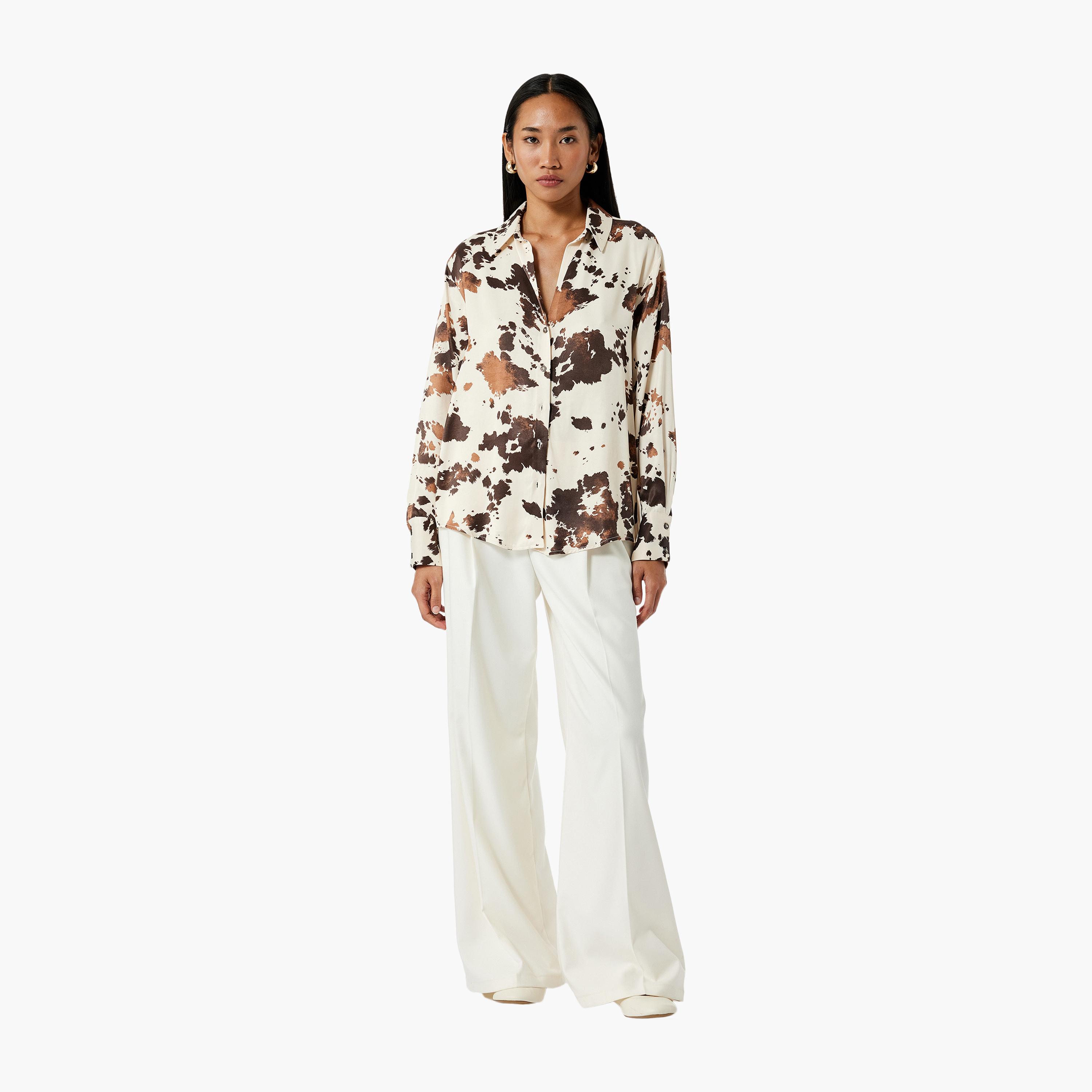 KOTON Multicolour Abstract Collared Women's Shirt-women-clothing-shirtsandblouses-shirts-image-2