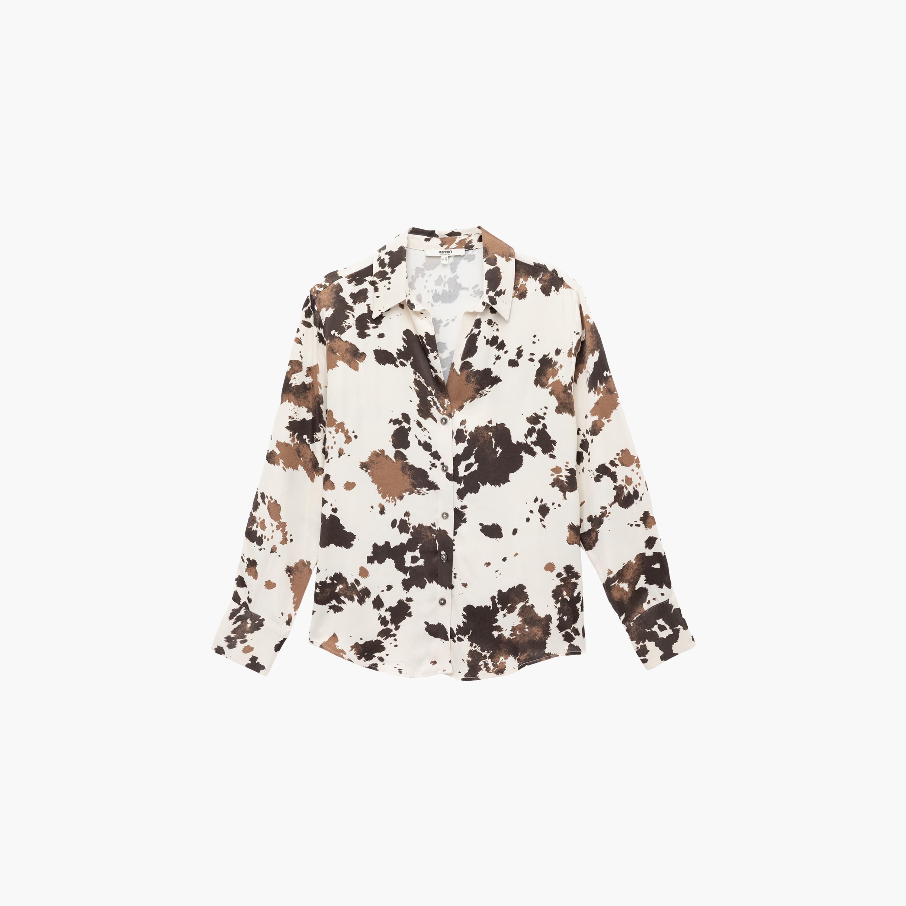 KOTON Multicolour Abstract Collared Women's Shirt-women-clothing-shirtsandblouses-shirts-image-3