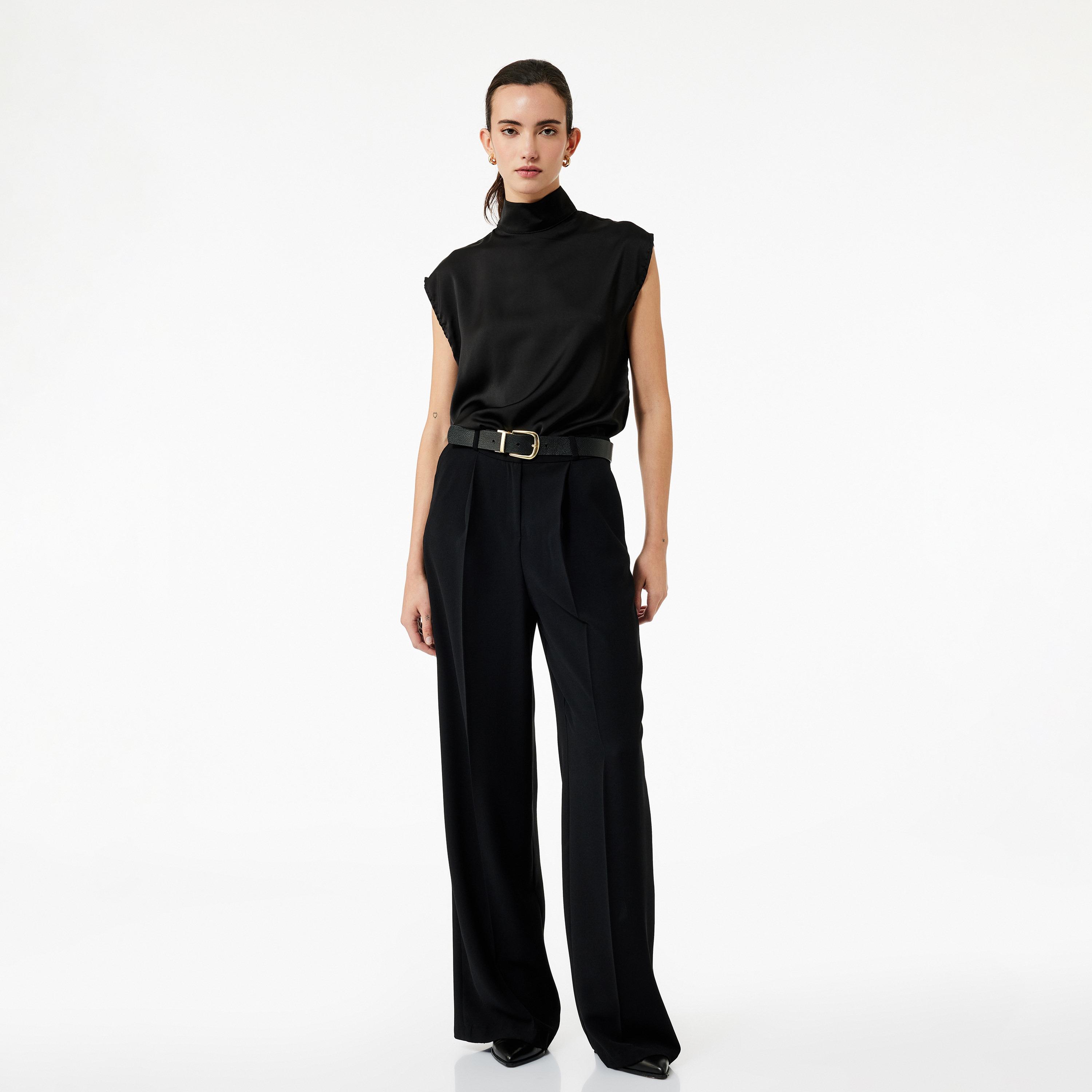 KOTON Black High Neck Women's Top-women-clothing-shirtsandblouses-blouses-image-2