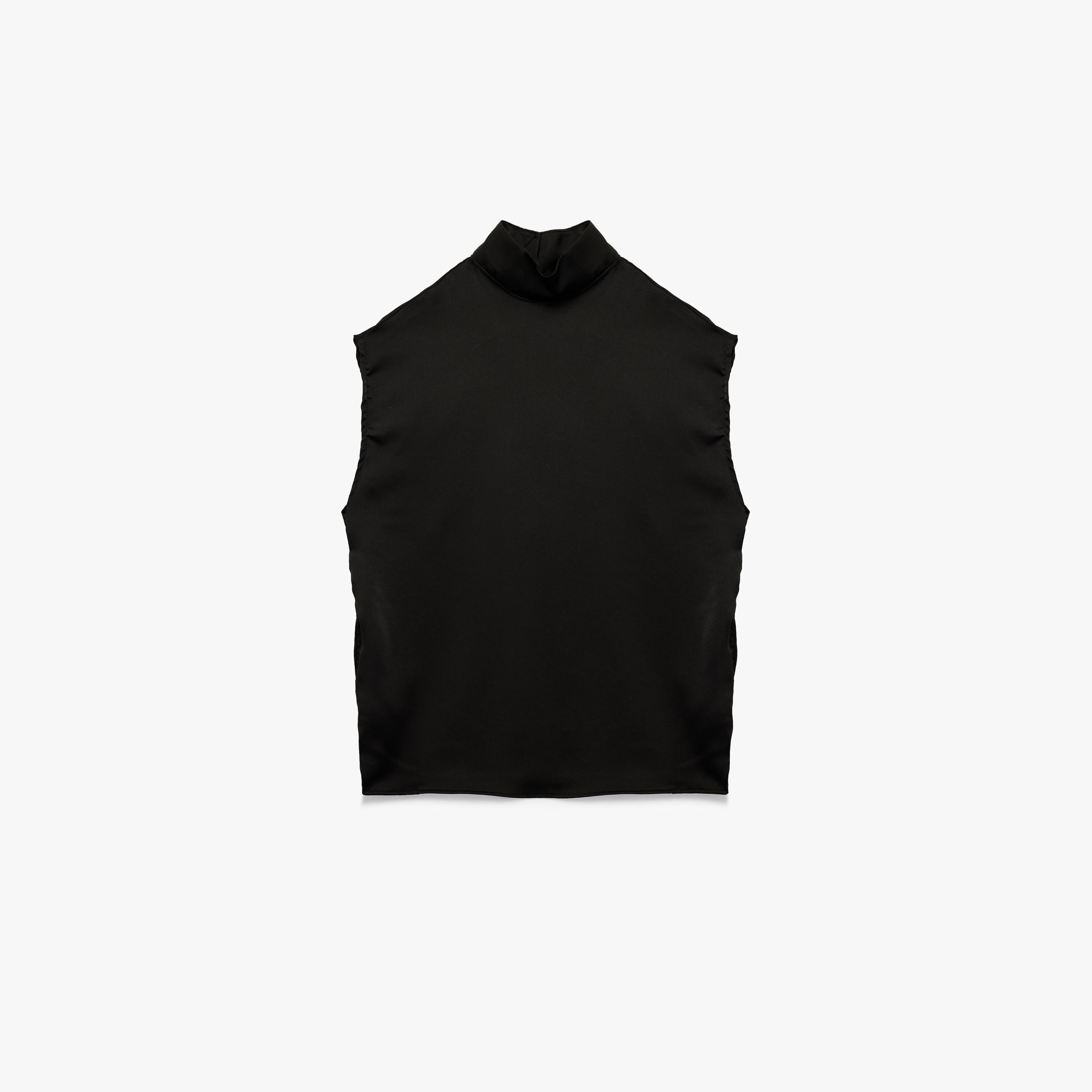 بلوزة نسائية بياقة عالية بلون أسود من كوتون-women-clothing-shirtsandblouses-blouses-image-4
