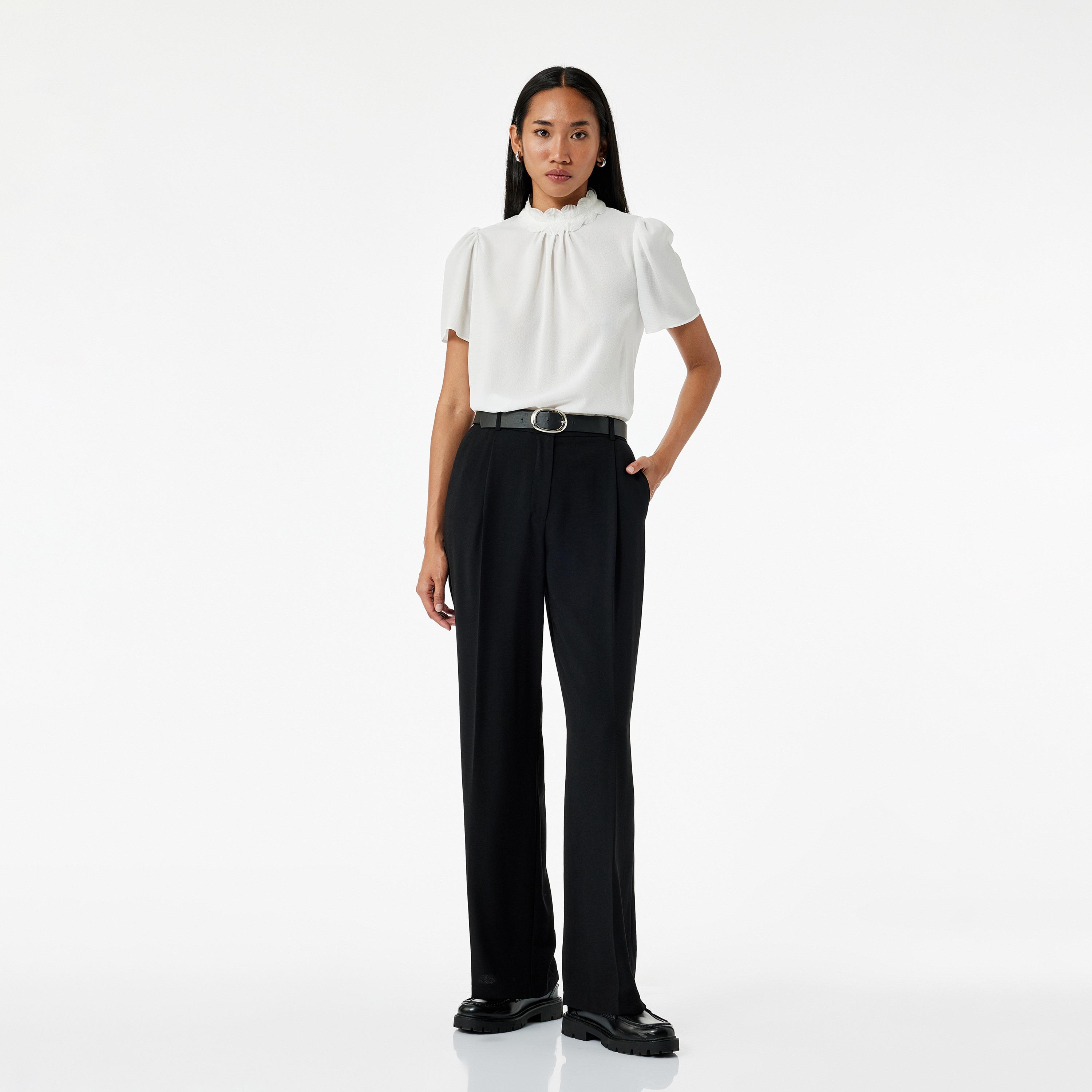 KOTON White High Neck Puff Sleeves Women's Top-women-clothing-shirtsandblouses-blouses-image-2