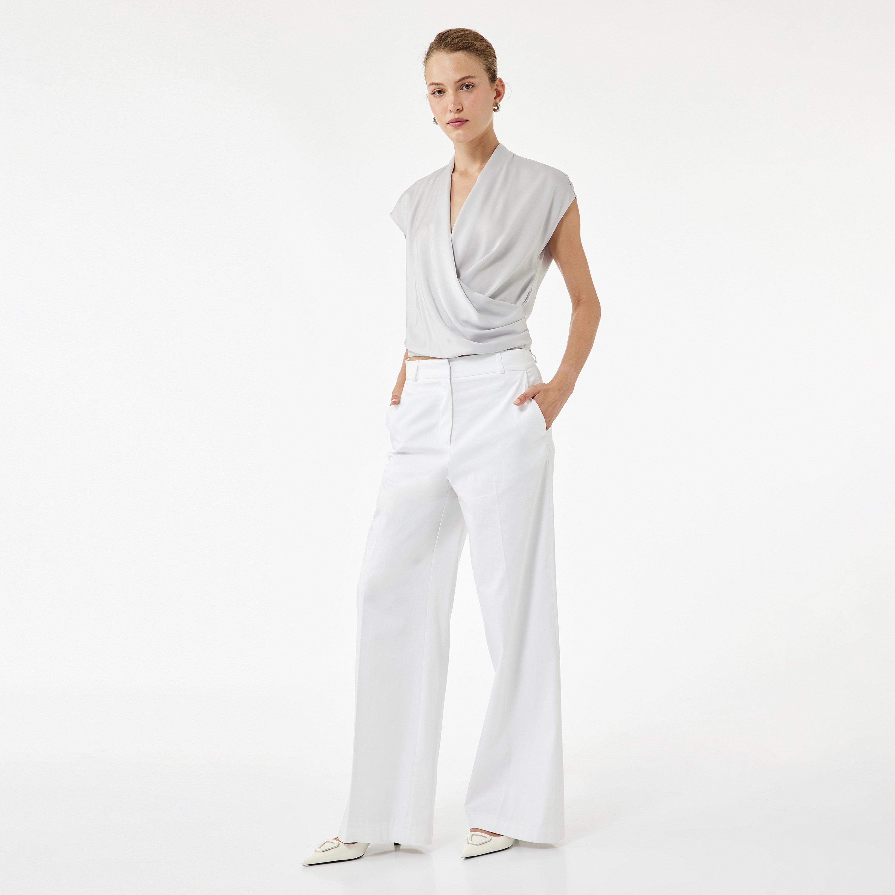KOTON White Surplice Neck Women's Top-women-clothing-shirtsandblouses-blouses-image-2