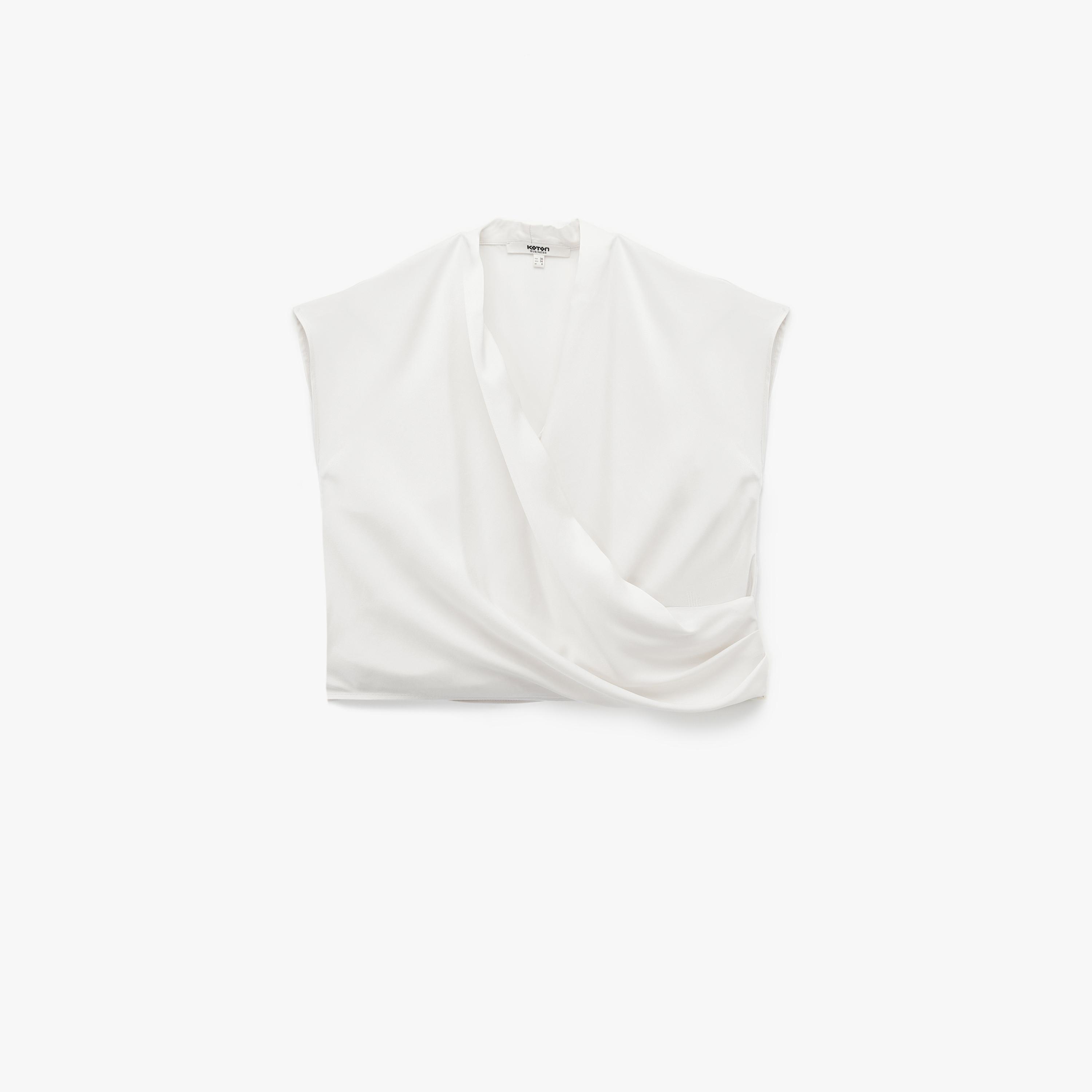 KOTON White Surplice Neck Women's Top-women-clothing-shirtsandblouses-blouses-image-3