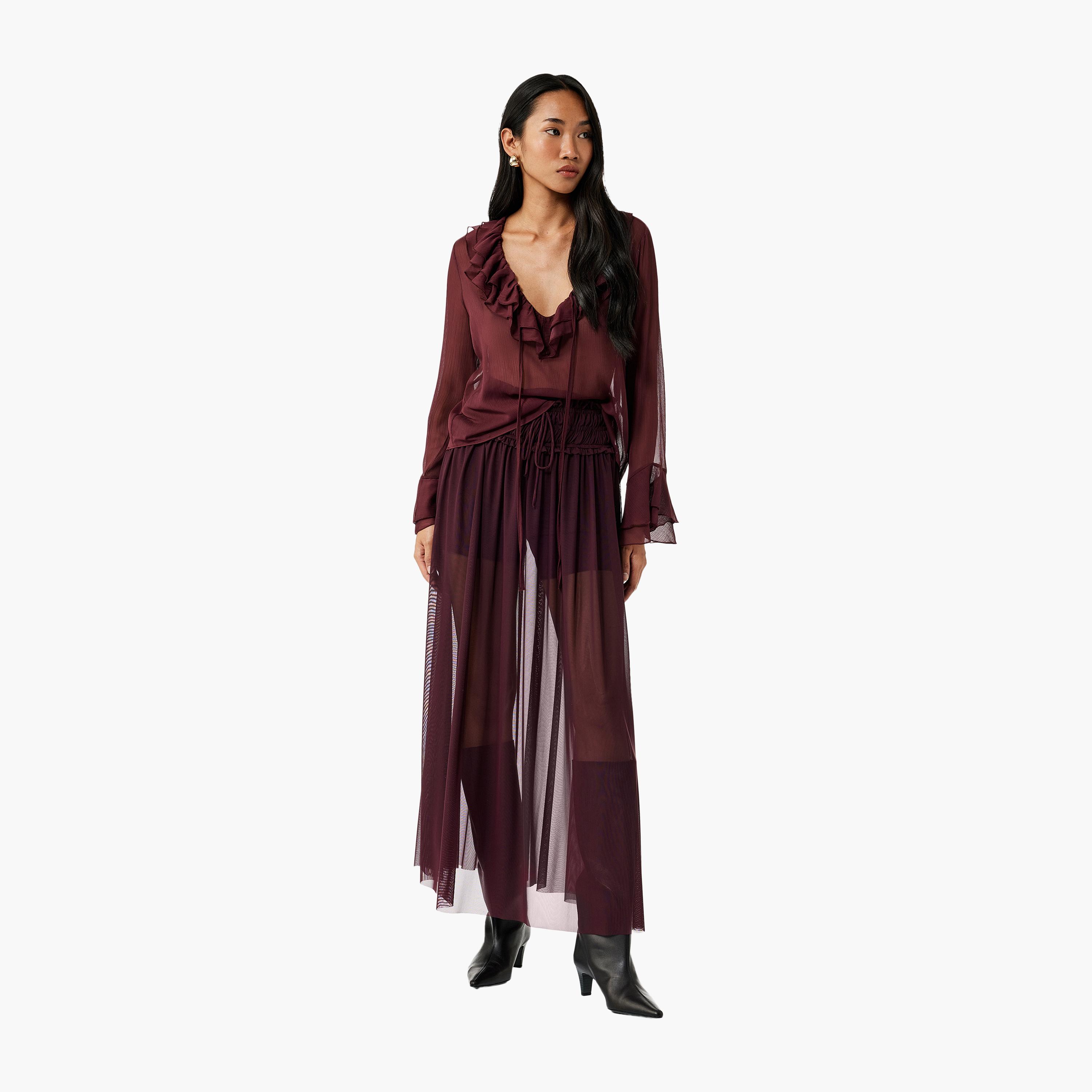 KOTON Red Ruffled Neck Women's Top-women-clothing-shirtsandblouses-blouses-image-2