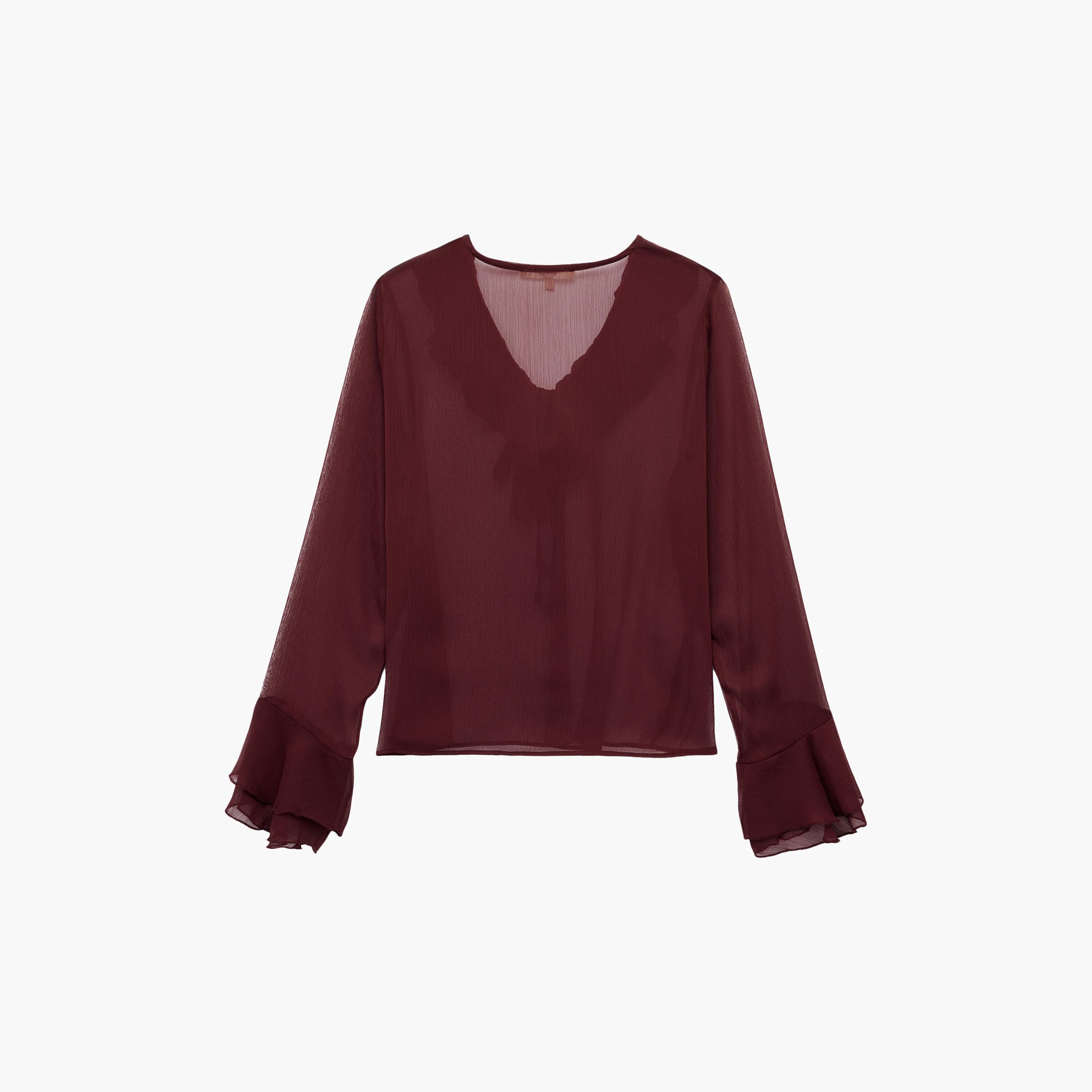 KOTON Red Ruffled Neck Women's Top-women-clothing-shirtsandblouses-blouses-image-5