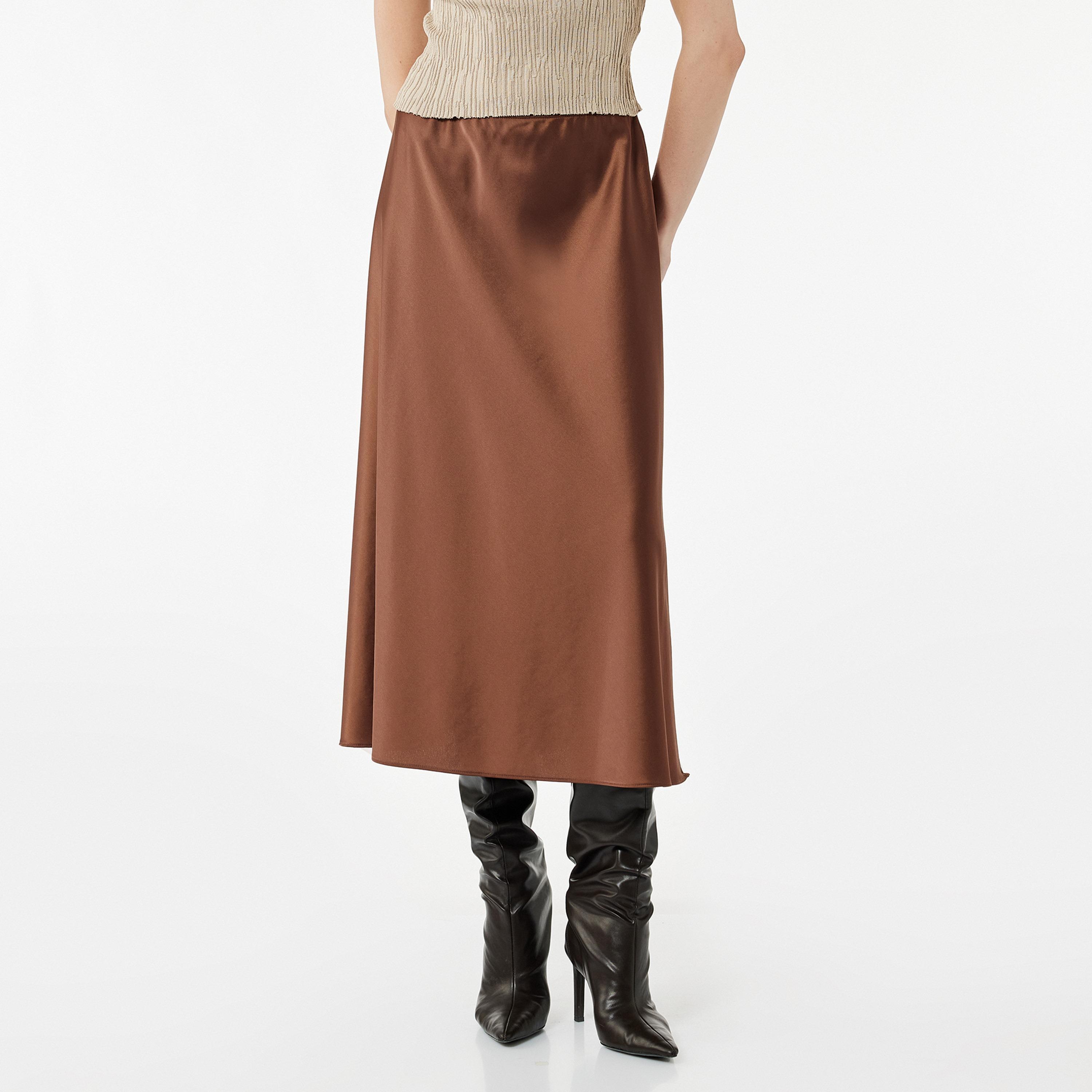 KOTON Satin Skater Women's Skirt-women-clothing-bottoms-skirts-image-1