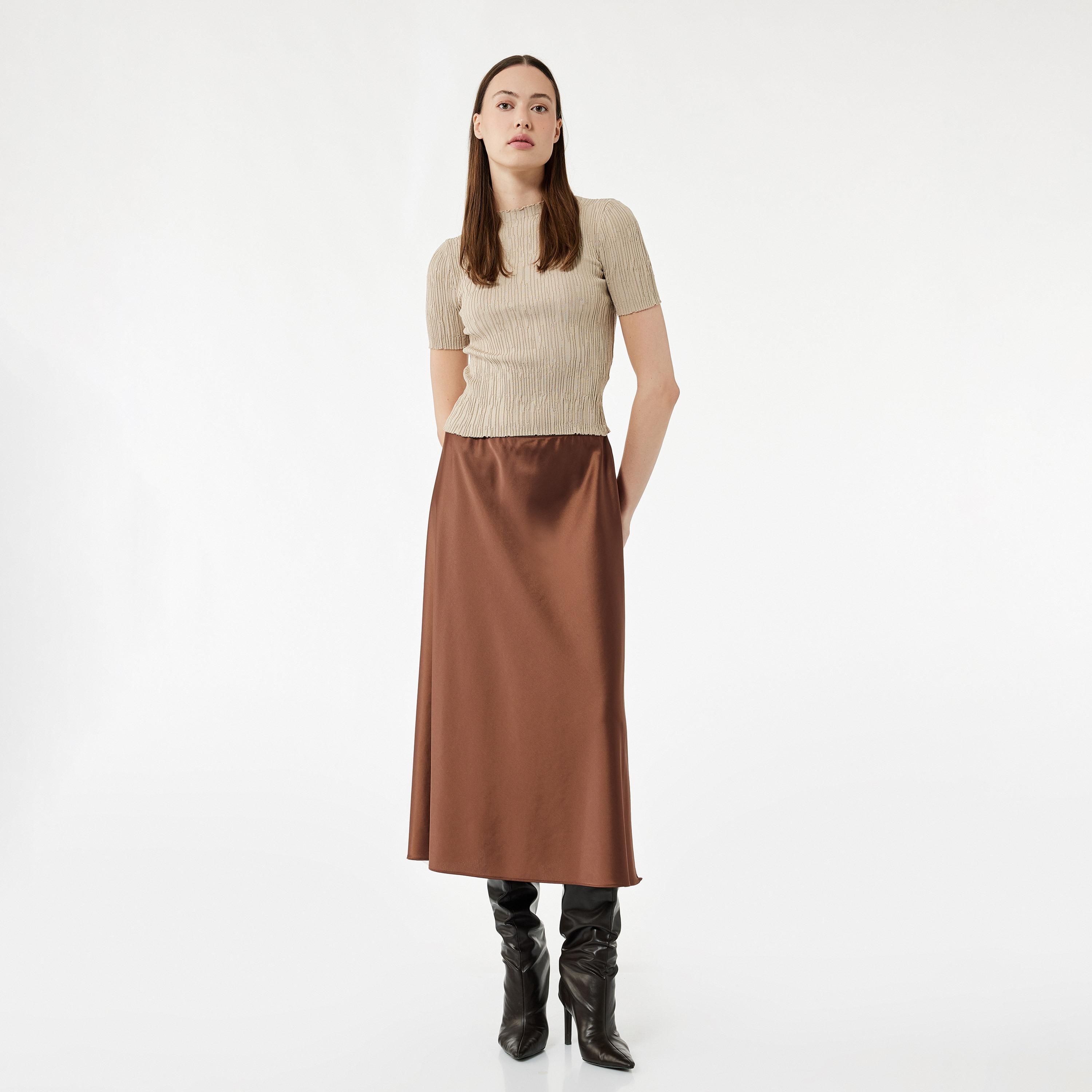 KOTON Satin Skater Women's Skirt-women-clothing-bottoms-skirts-image-2