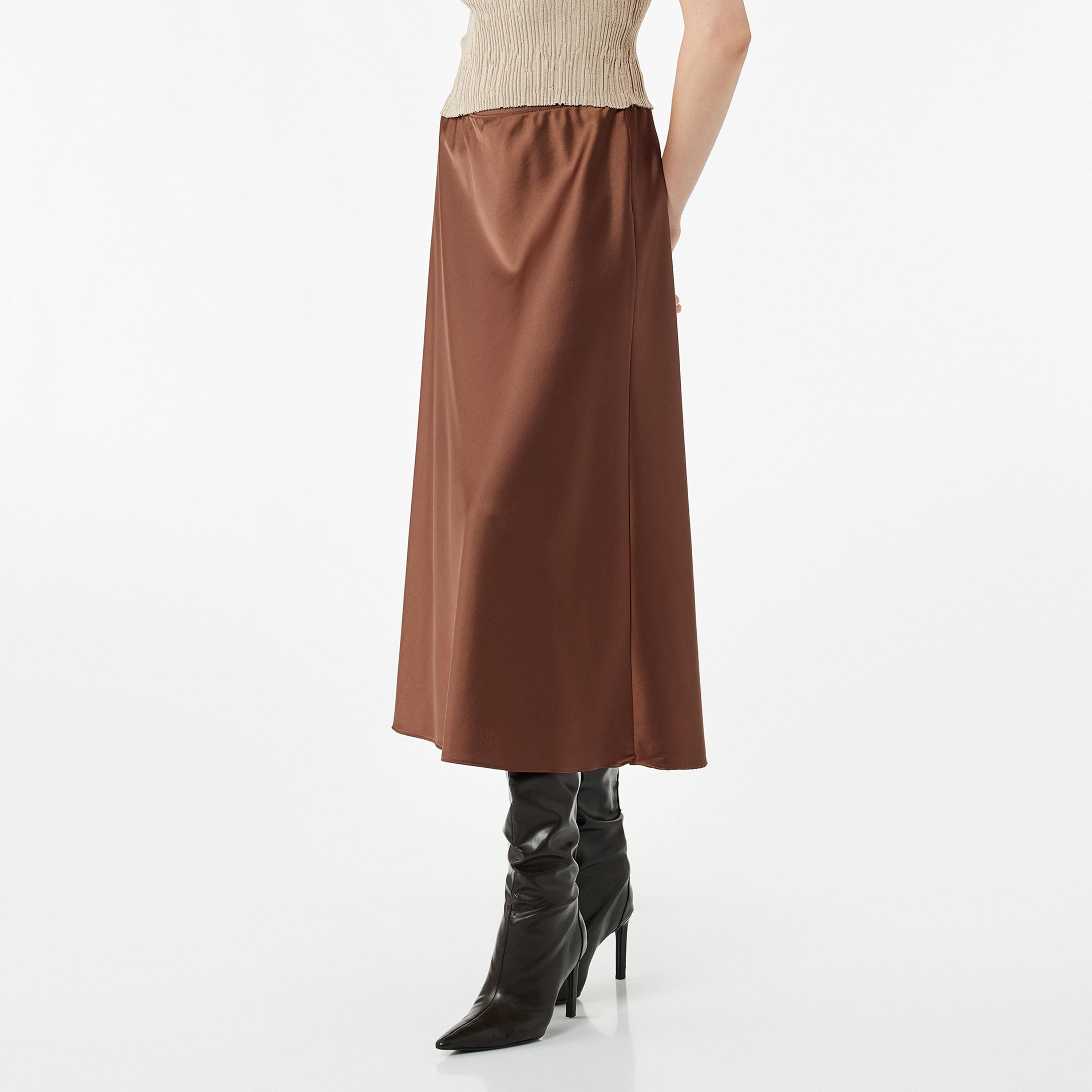 KOTON Satin Skater Women's Skirt-women-clothing-bottoms-skirts-image-3