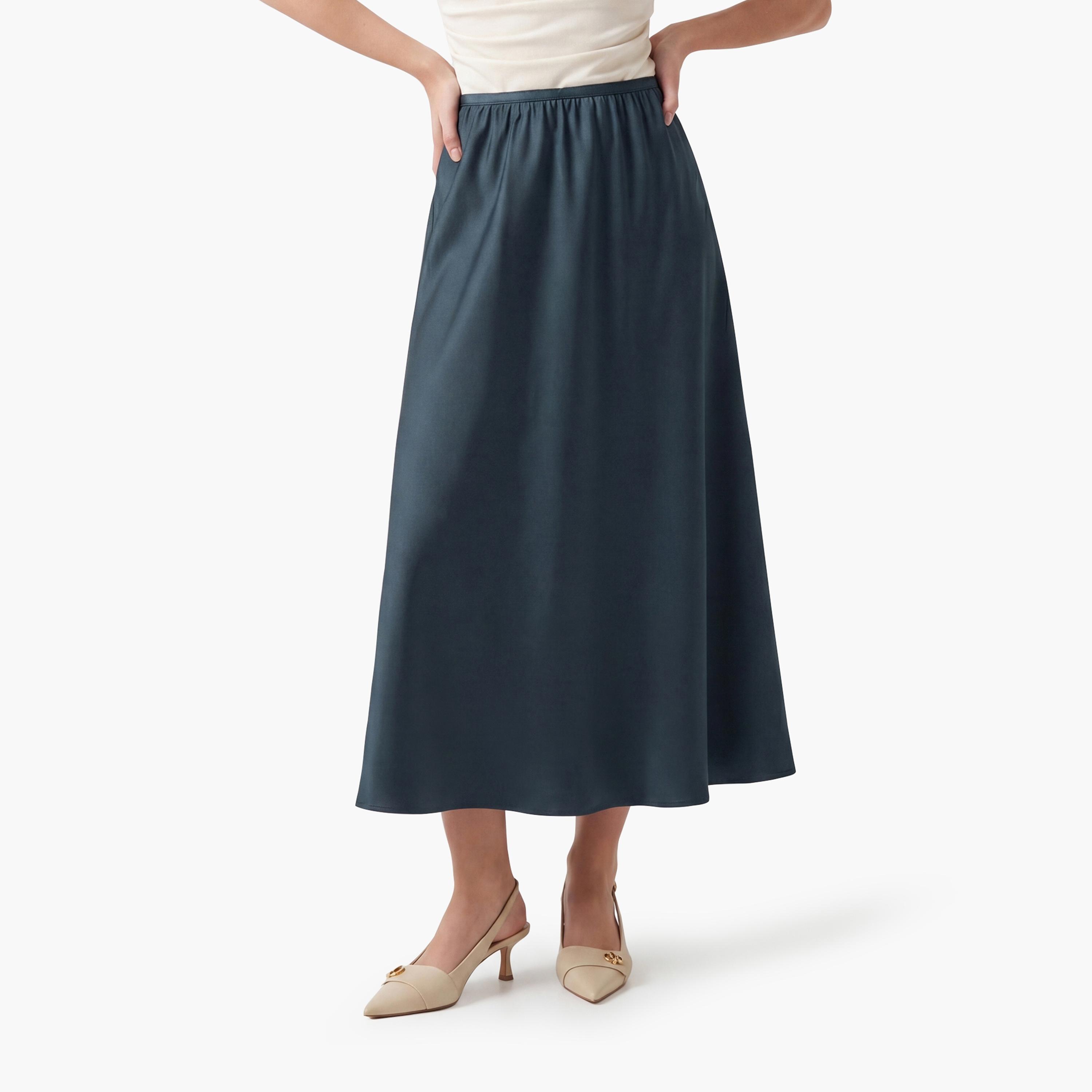 KOTON Satin Skater Women's Skirt-women-clothing-bottoms-skirts-image-11