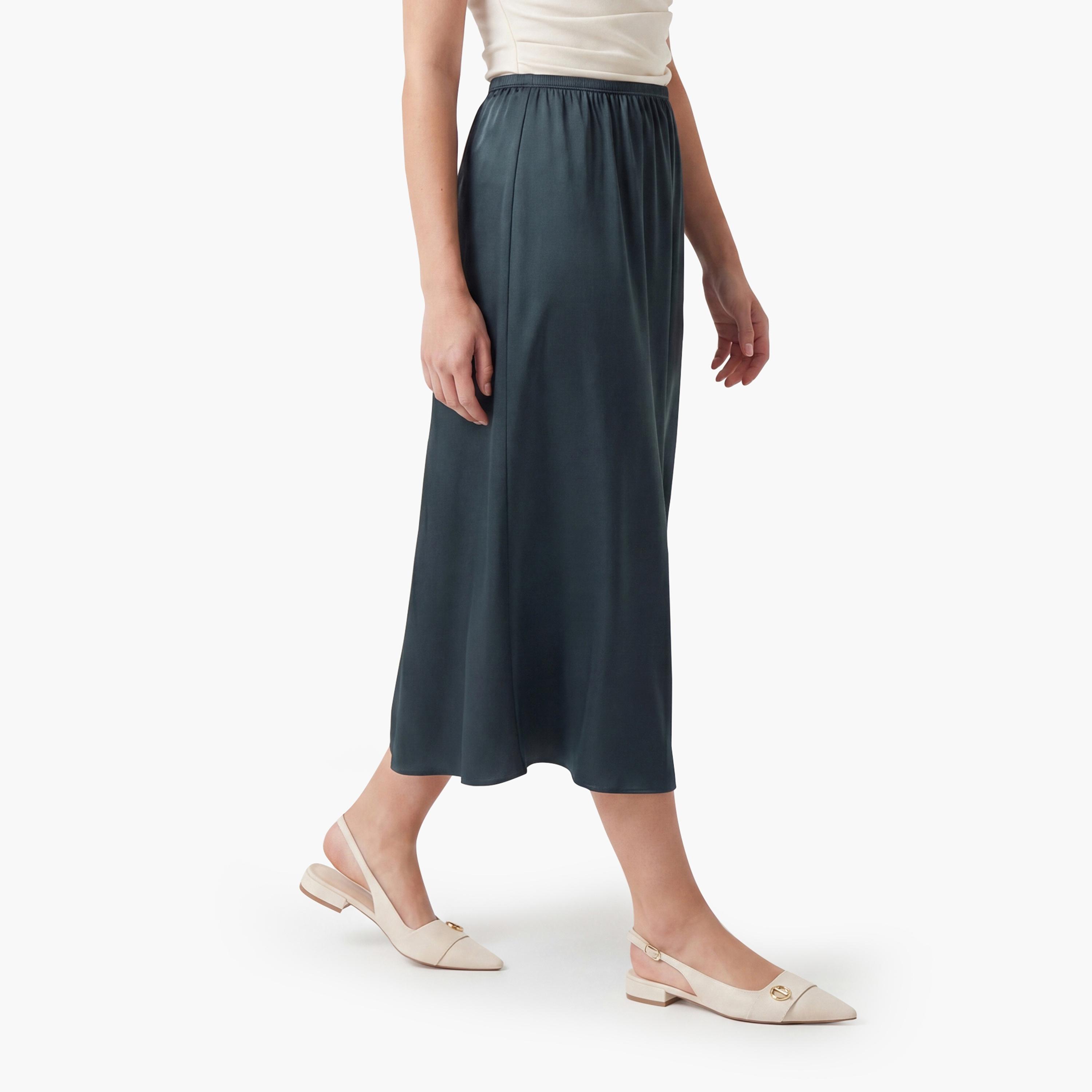 KOTON Satin Skater Women's Skirt-women-clothing-bottoms-skirts-image-13