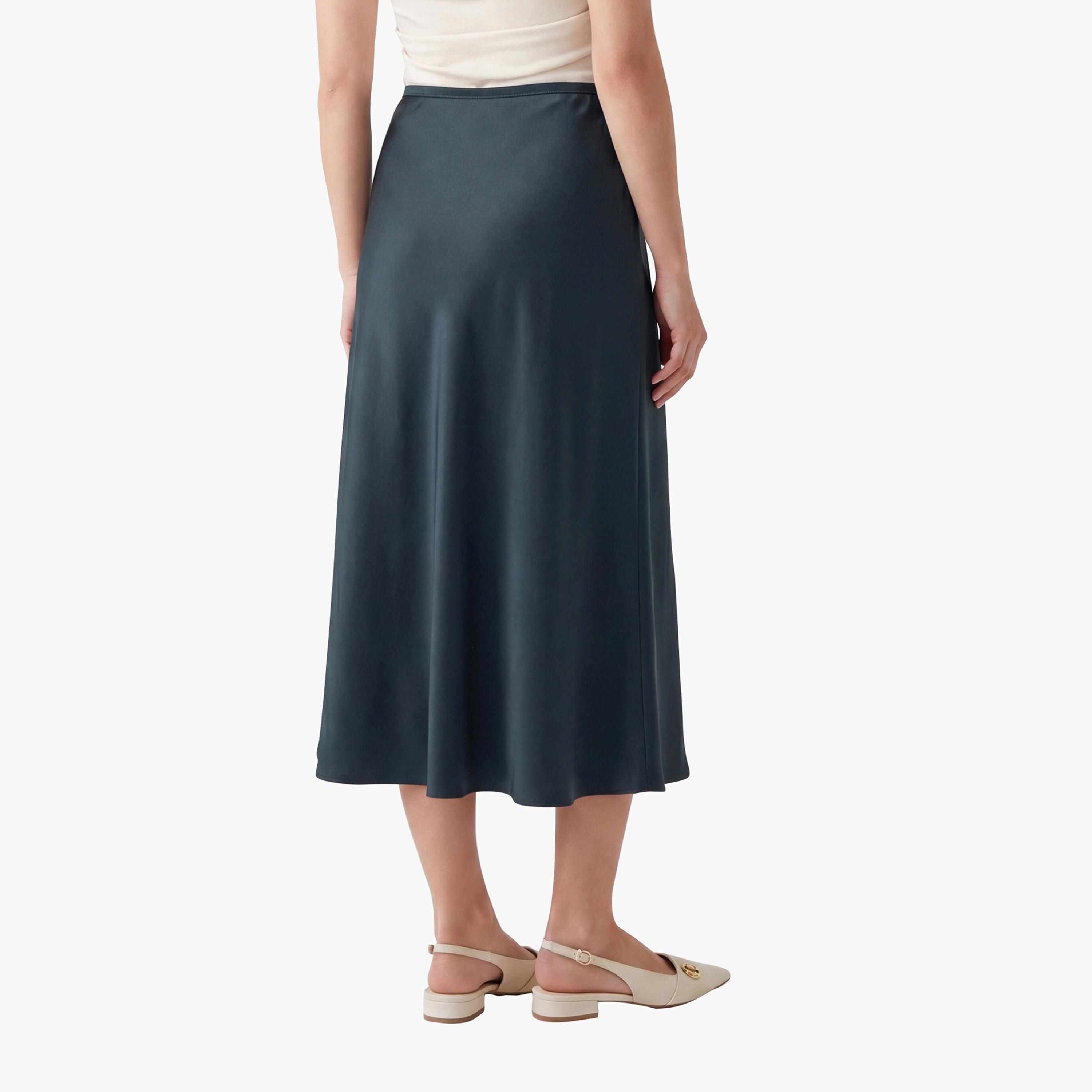 KOTON Satin Skater Women's Skirt-women-clothing-bottoms-skirts-image-14