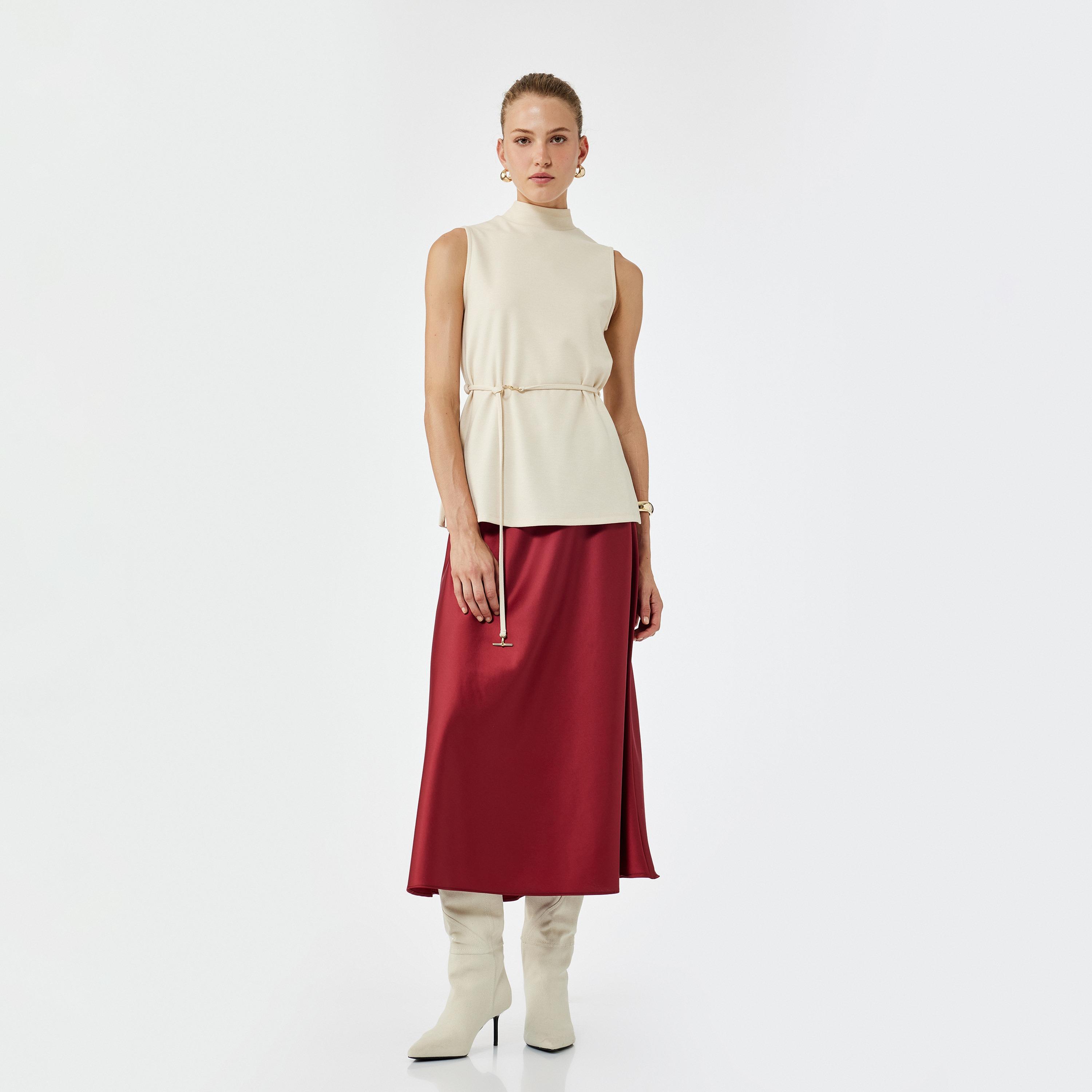 KOTON Satin Skater Women's Skirt-women-clothing-bottoms-skirts-image-7