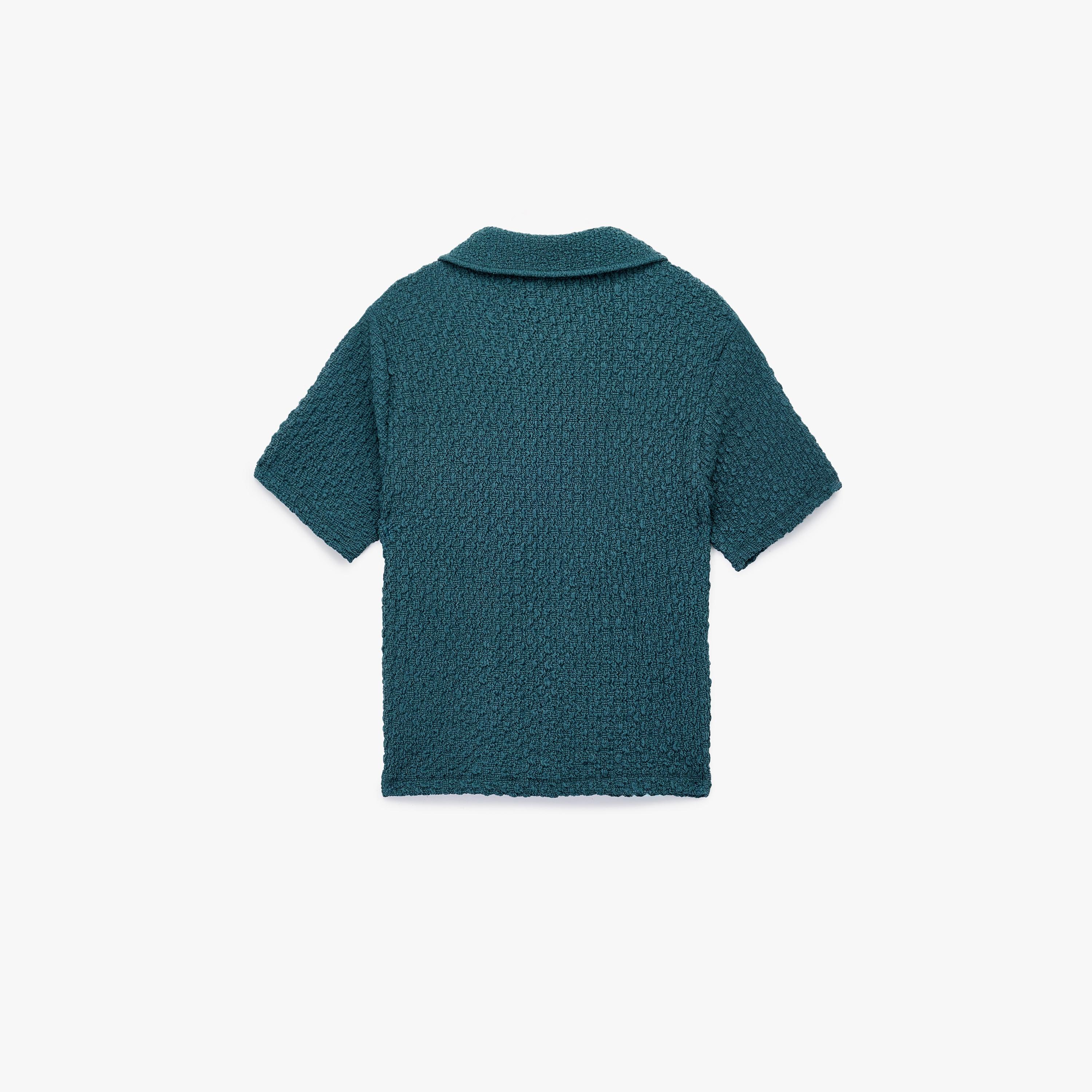 KOTON Teal Crinkled Spread Collar Women's Shirt-women-clothing-shirtsandblouses-shirts-image-4