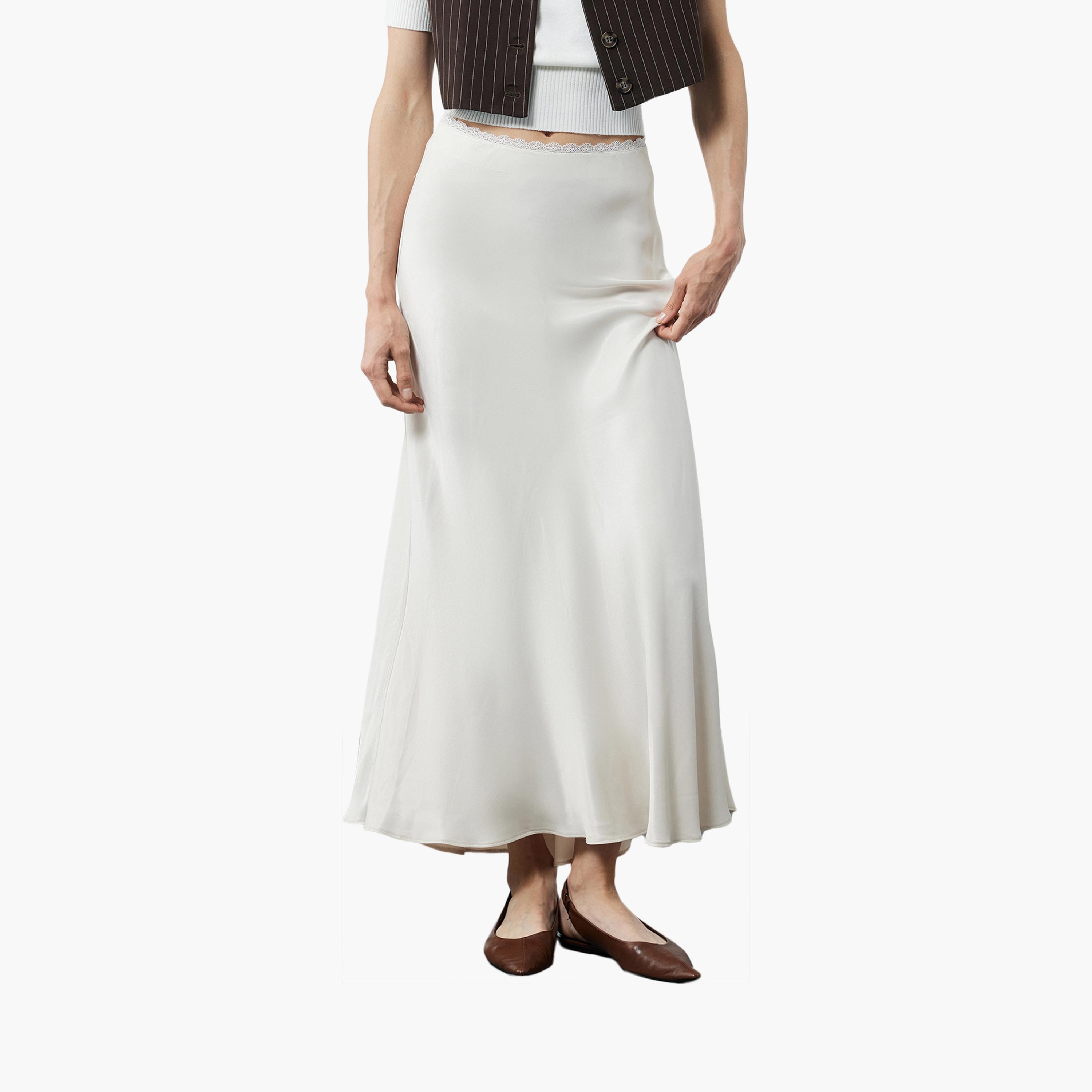 KOTON White Midi Women's Asymmetric Skirt-women-clothing-bottoms-skirts-image-1