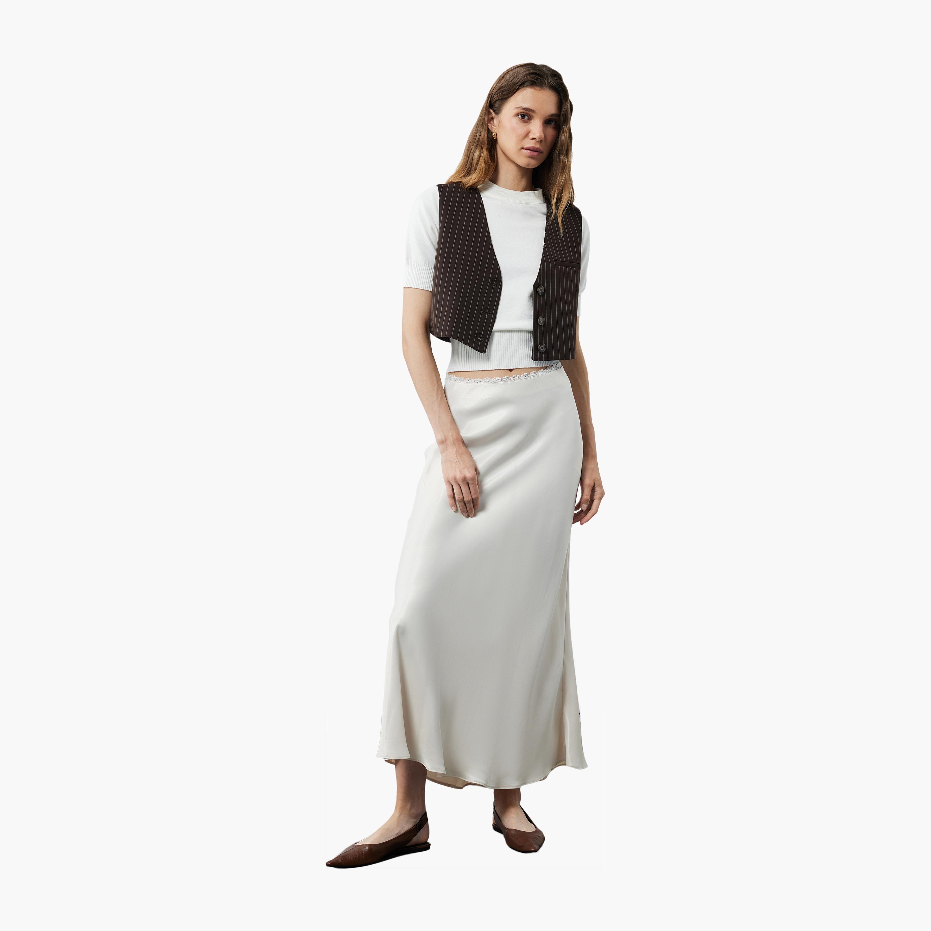 KOTON White Midi Women's Asymmetric Skirt-women-clothing-bottoms-skirts-image-2