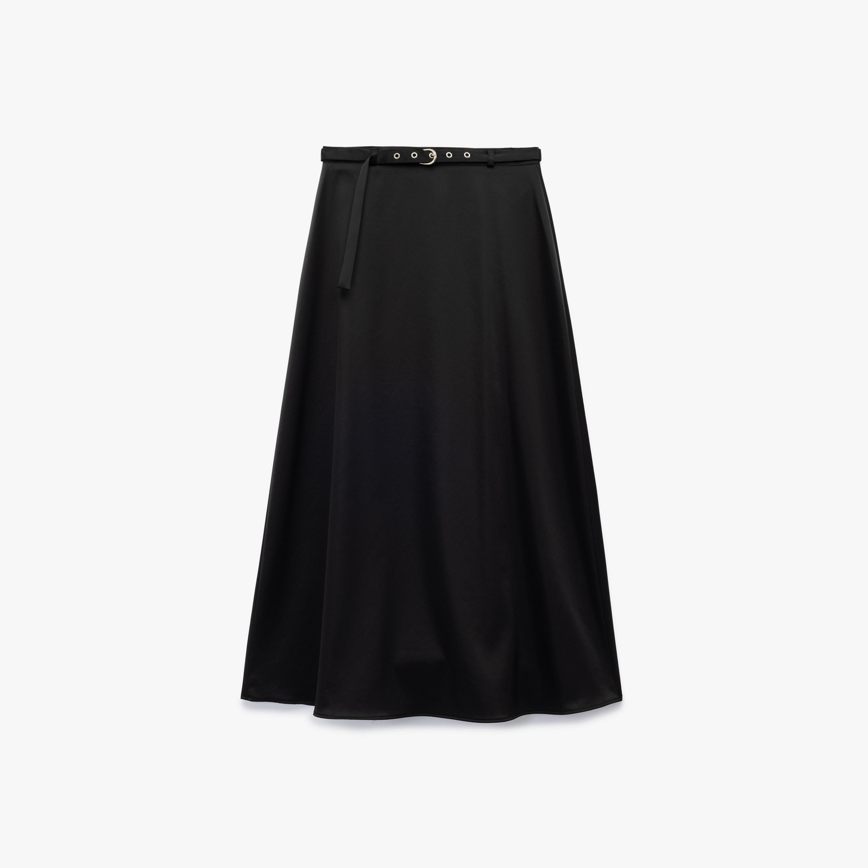KOTON Black Satin A-Line Women's Skirt-women-clothing-bottoms-skirts-image-4
