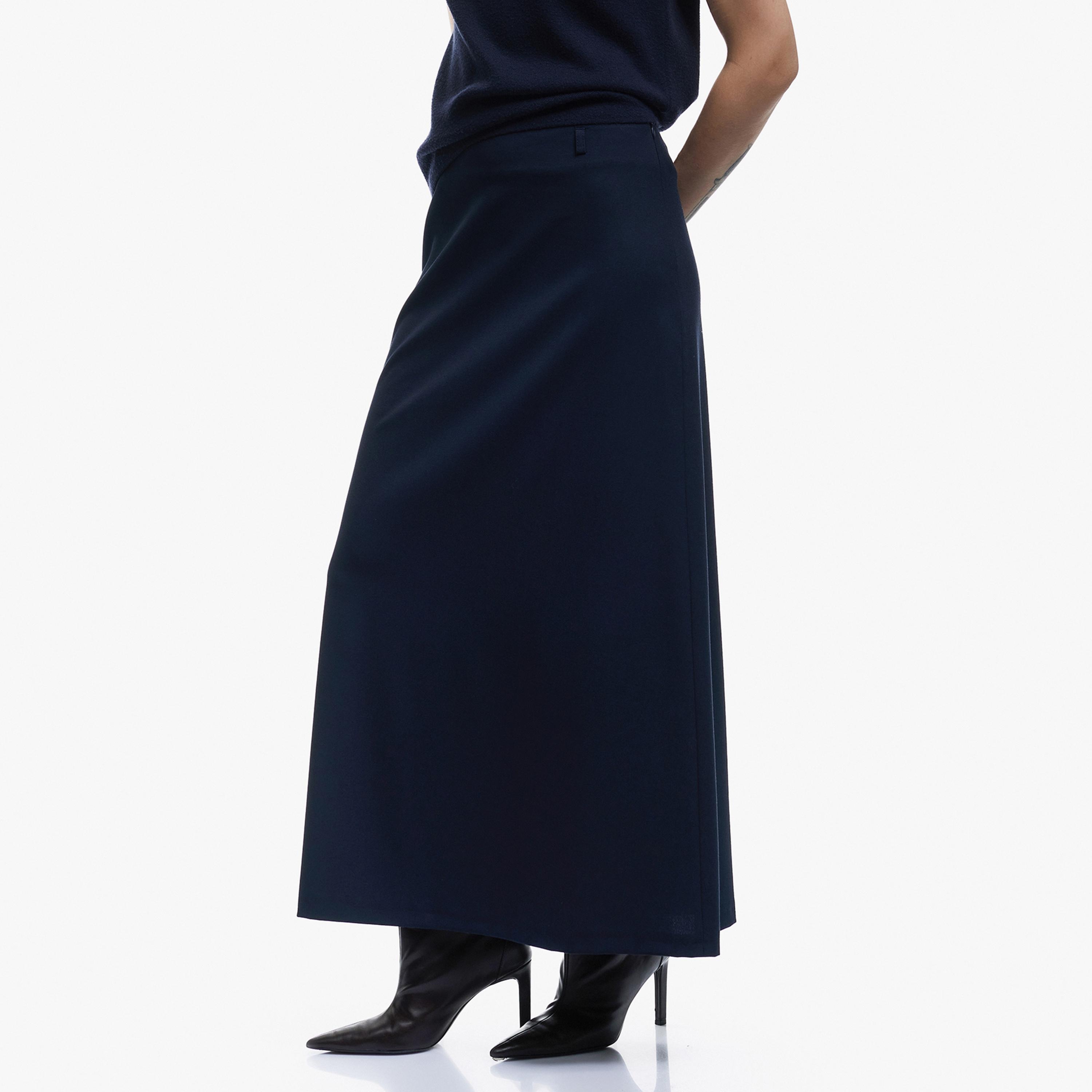 تنورة نسائية بقصة ايه-لاين بلون كحلي من كوتون-women-clothing-bottoms-skirts-image-3